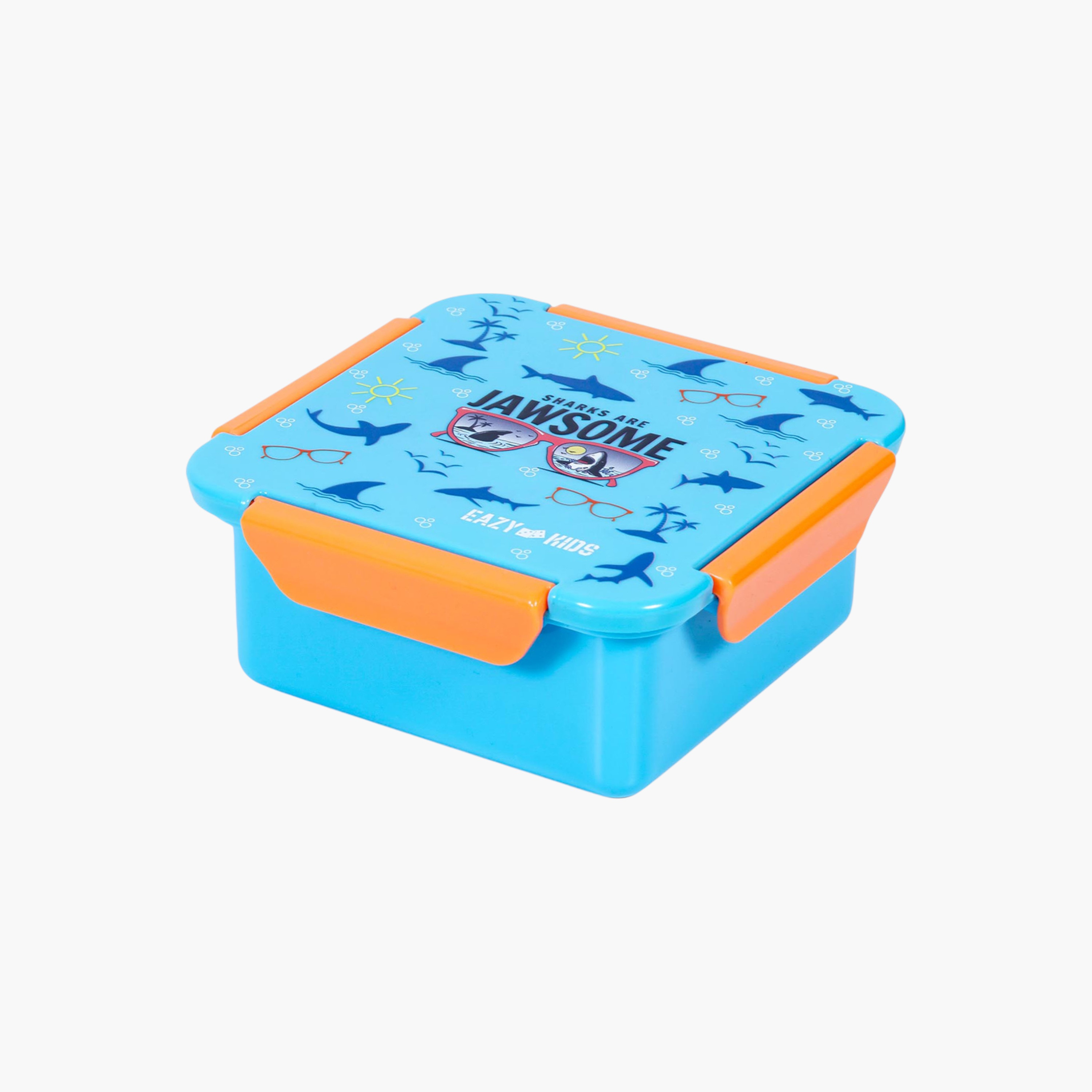 Eazy Kids Shark Print Lunch Box with Clip Lock Lid-school-lunchessentials-lunchboxes-image-1