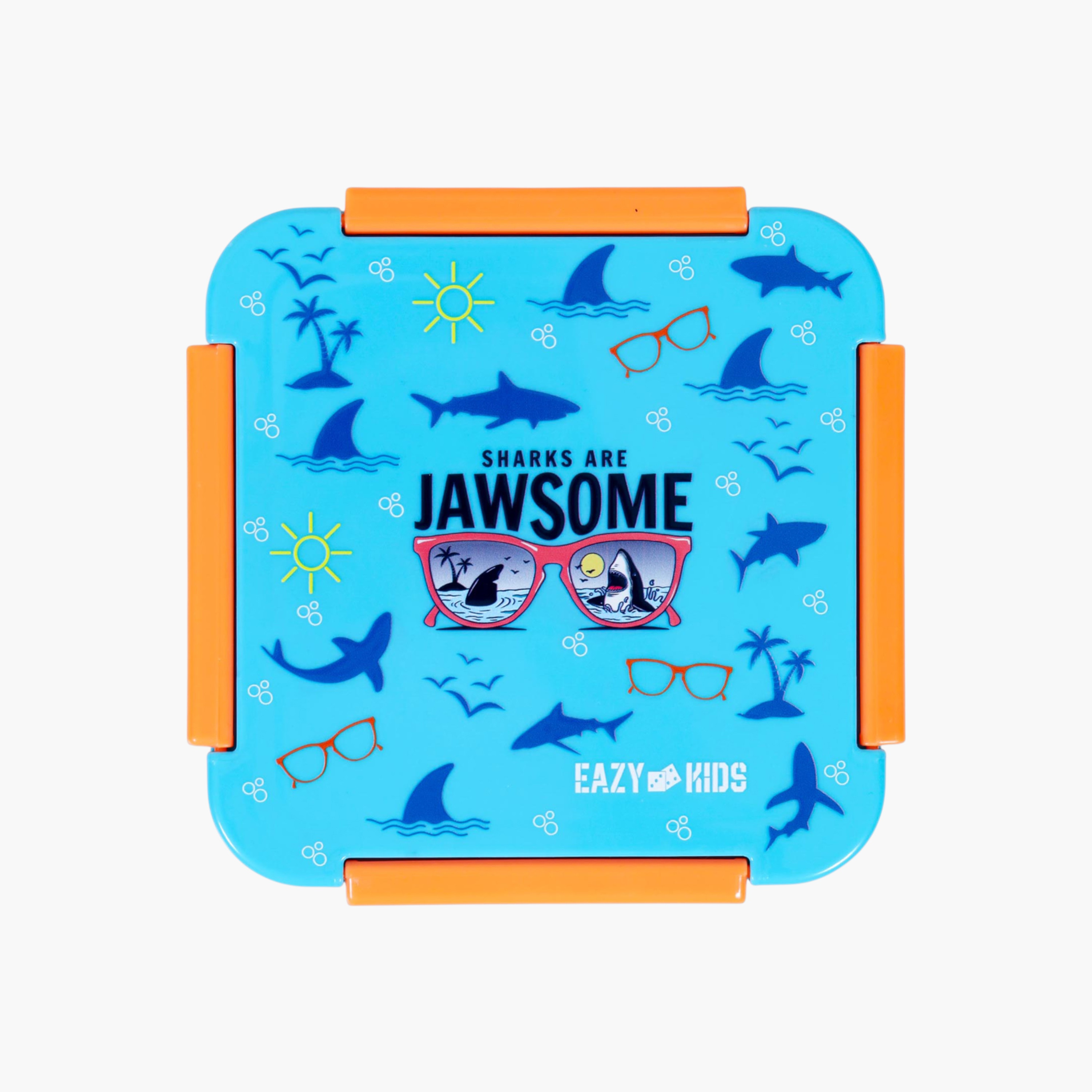 Eazy Kids Shark Print Lunch Box with Clip Lock Lid-school-lunchessentials-lunchboxes-image-2