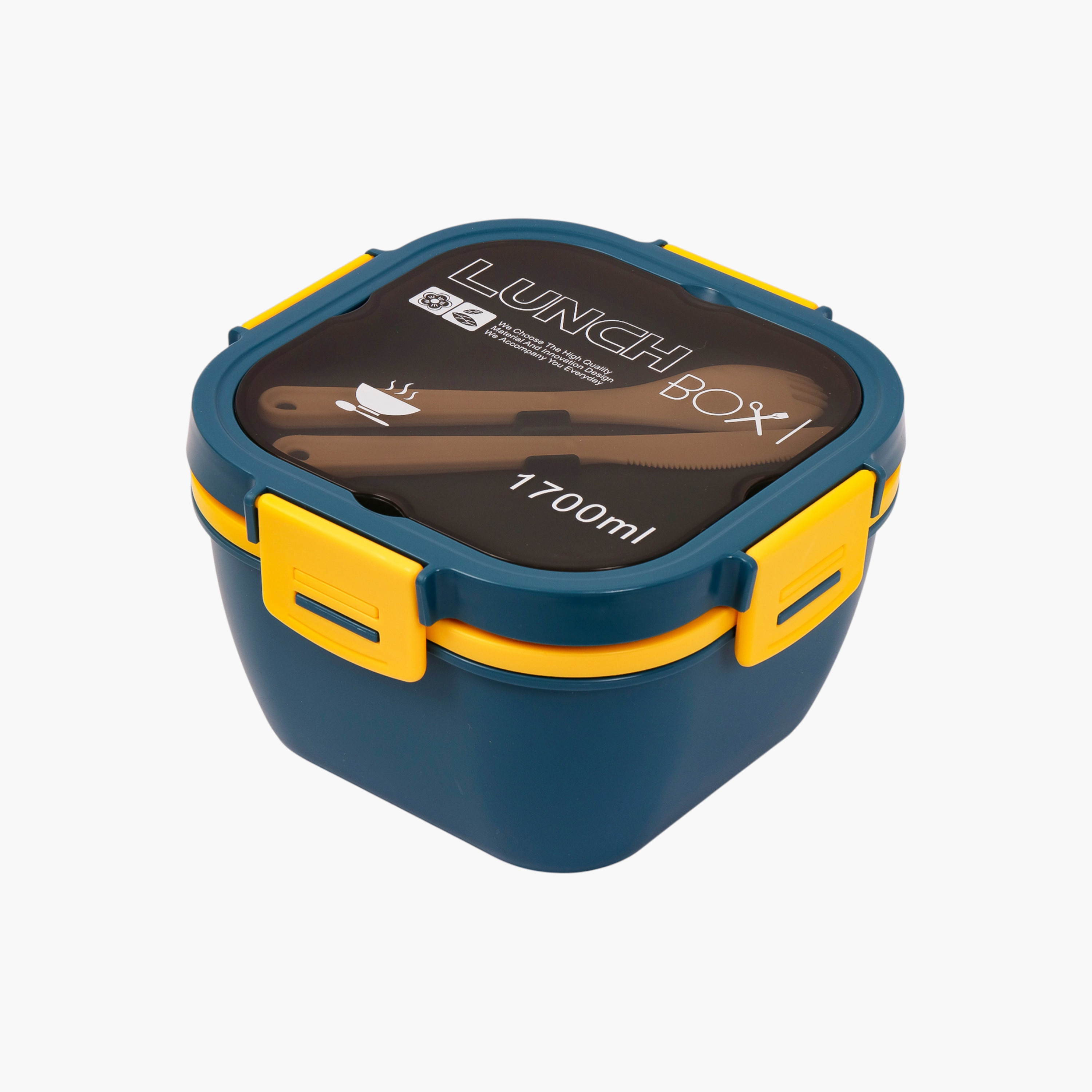 صندوق غداء مقسّم بطبعات وغطاء بإغلاق بمشبك من إيزي كيدز-school-lunchessentials-lunchboxes-image-1