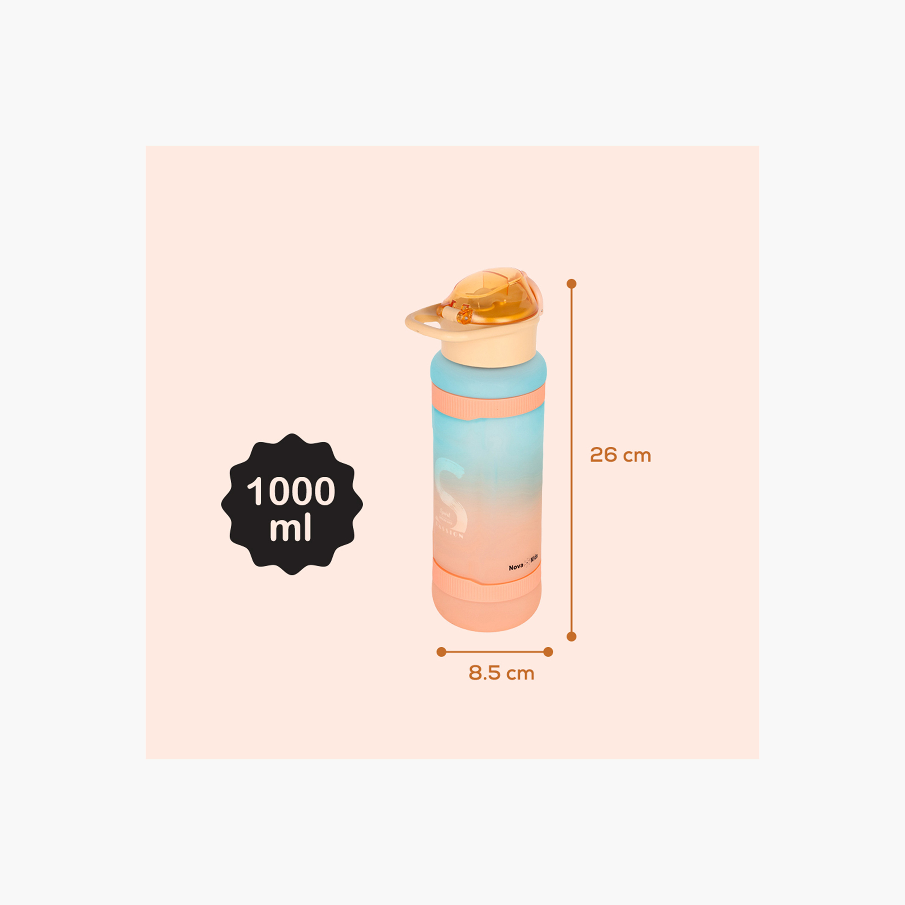 Nova Kids Printed Water Bottle with Straw - 1 L-school-waterbottles-image-6