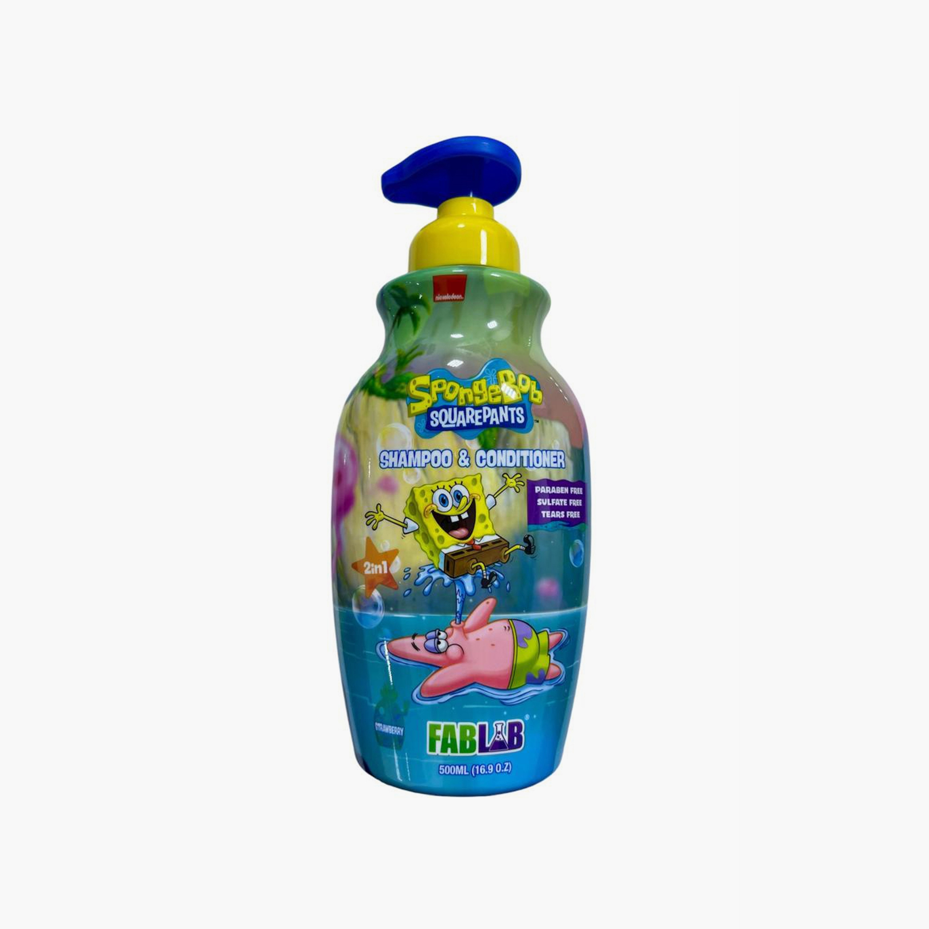 FabLab Nickelodeon SpongeBob Print Shampoo & Conditioner - 500ml-baby-bathandcare-hairbodyskincare-shampooandconditioner-image-1
