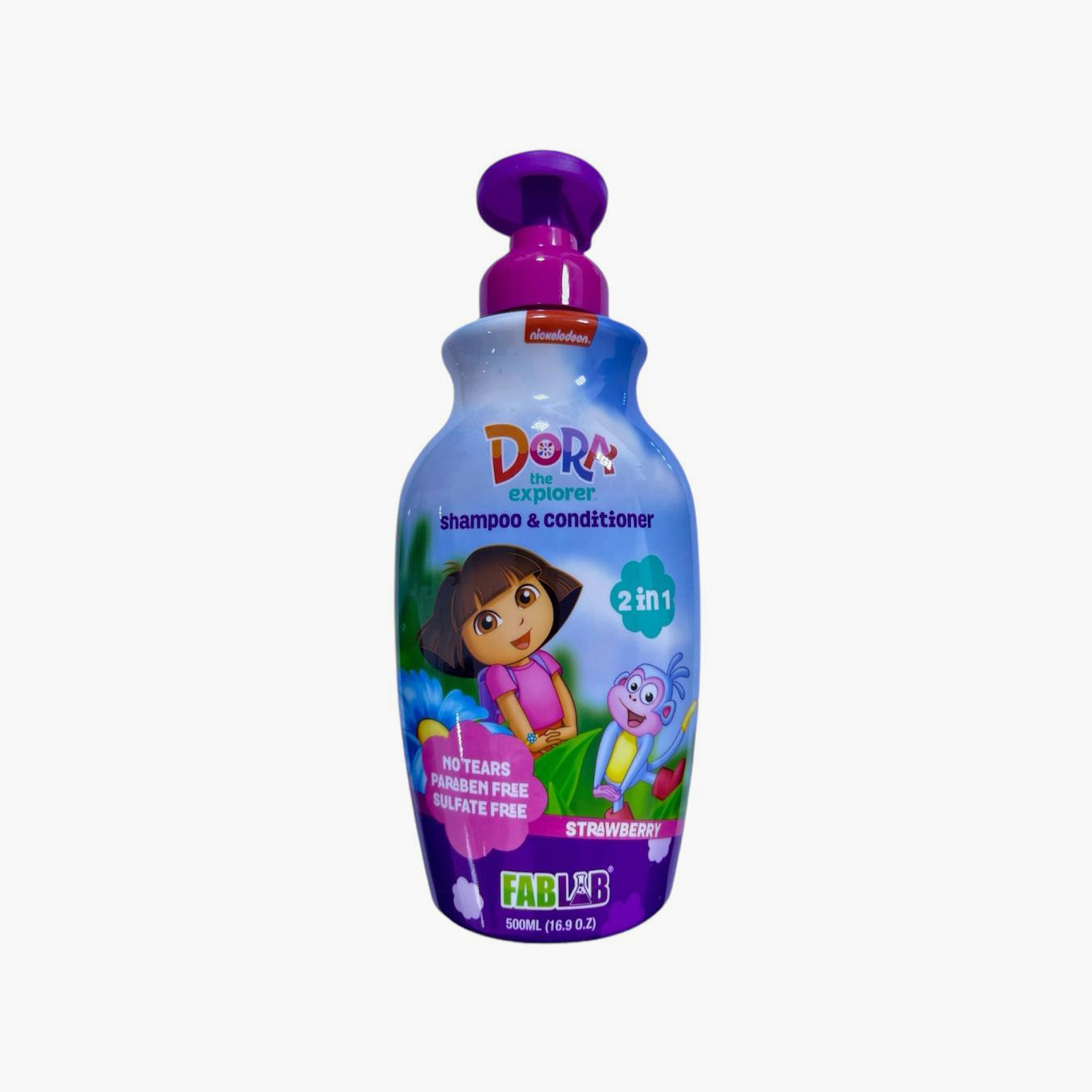 FabLab Nickelodeon Dora The Explorer Print Shampoo & Conditioner - 500ml-baby-bathandcare-hairbodyskincare-shampooandconditioner-image-1
