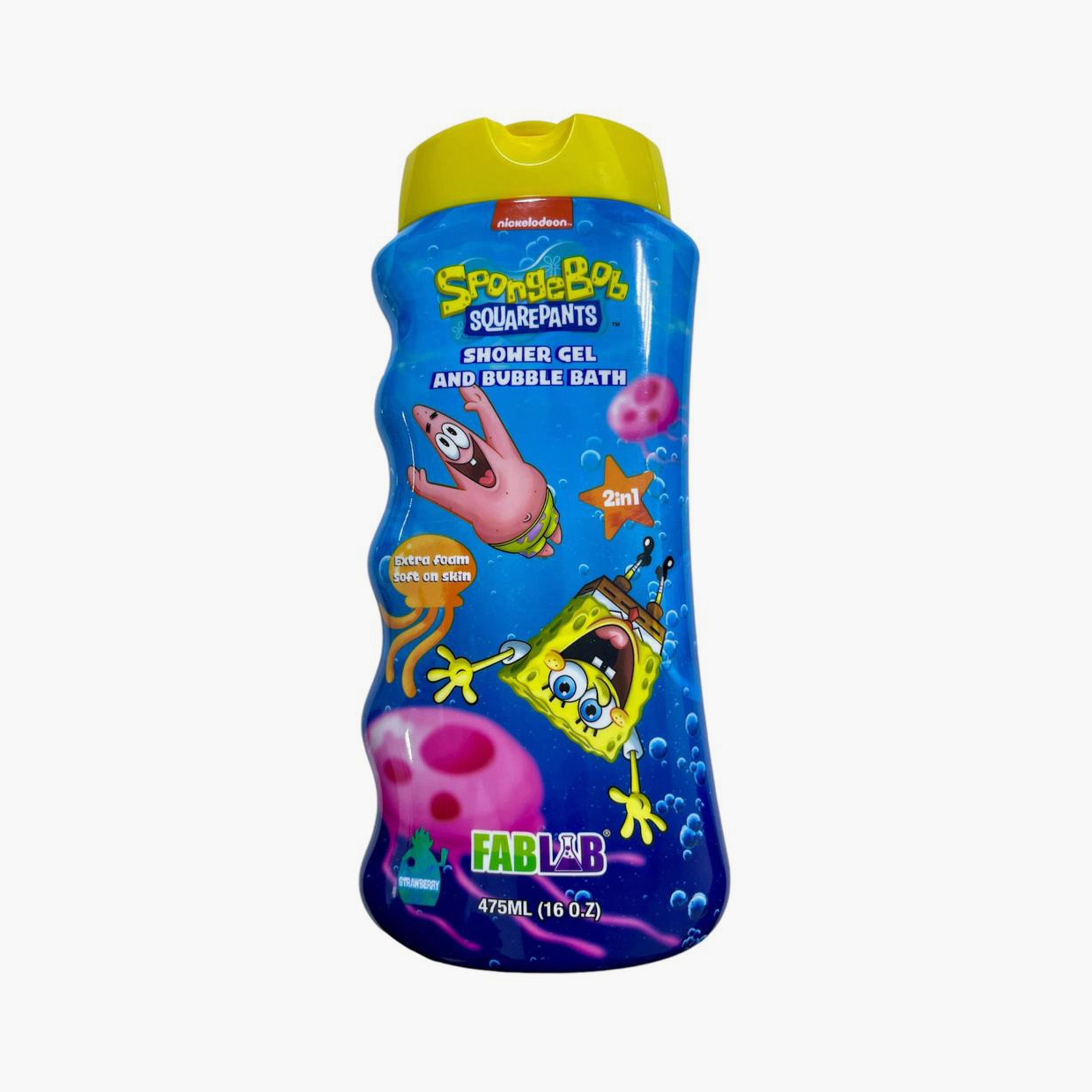 جل استحمام وحمام فقاعات بطبعة سبونج بوب نيكلوديون، 475 مل من فابلاب-baby-bathandcare-hairbodyskincare-image-1