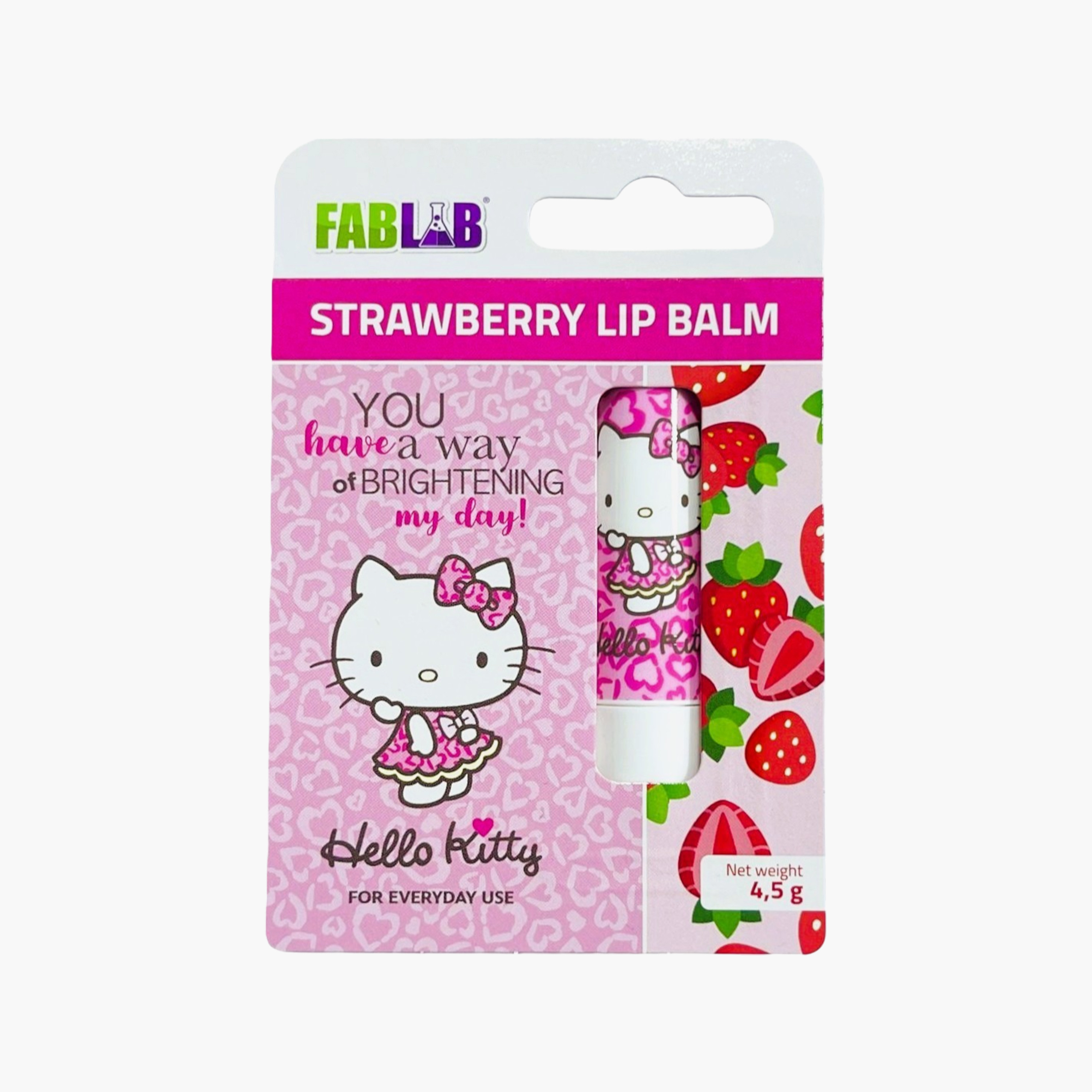FabLab Hello Kitty Print Lip Balm Strawberry - 4.5g-baby-bathandcare-hairbodyskincare-image-1