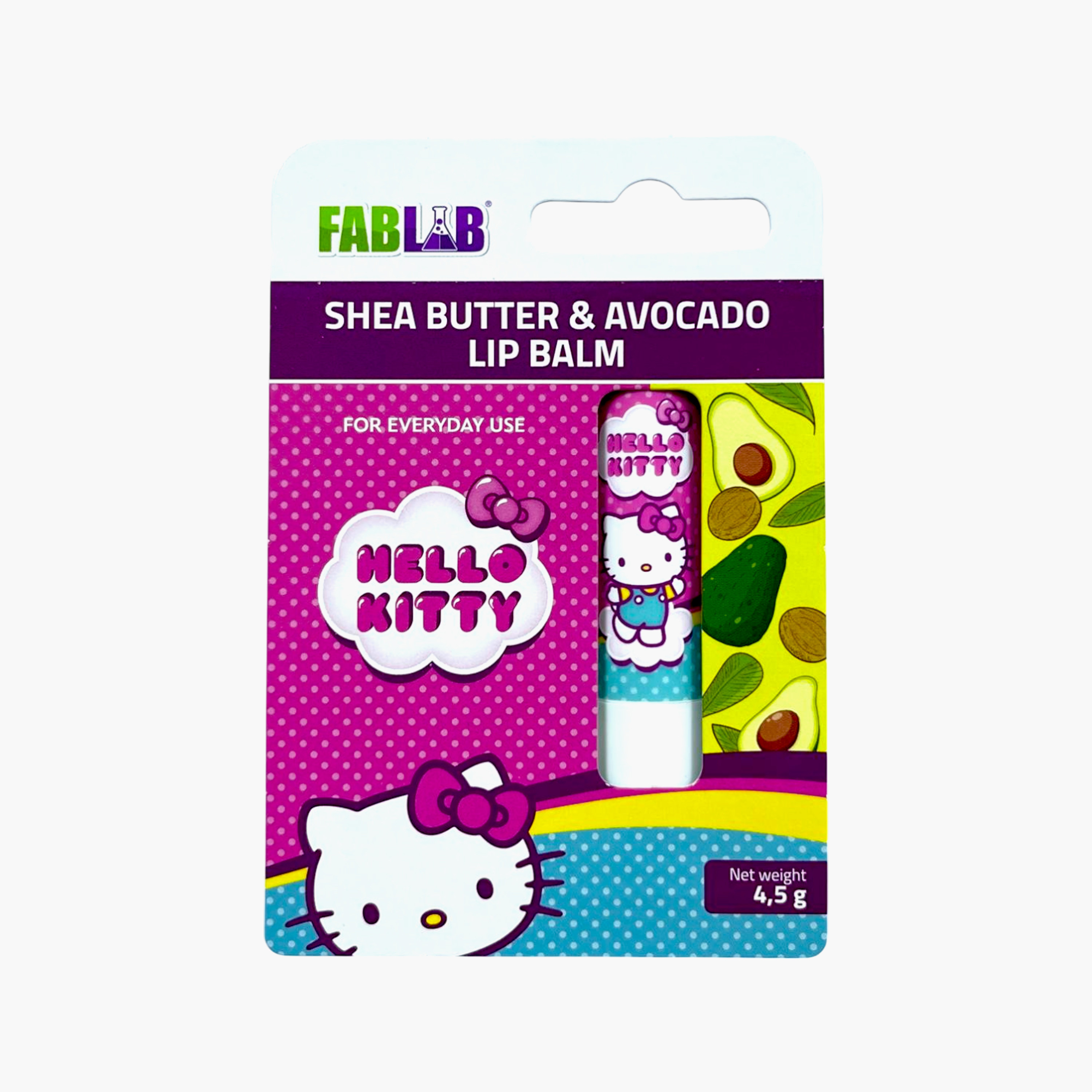مرطب شفاه بطبعة هالو كيتي بزبدة الشيا والأفوكادو، 4.5 غرام من فابلاب-baby-bathandcare-hairbodyskincare-image-1