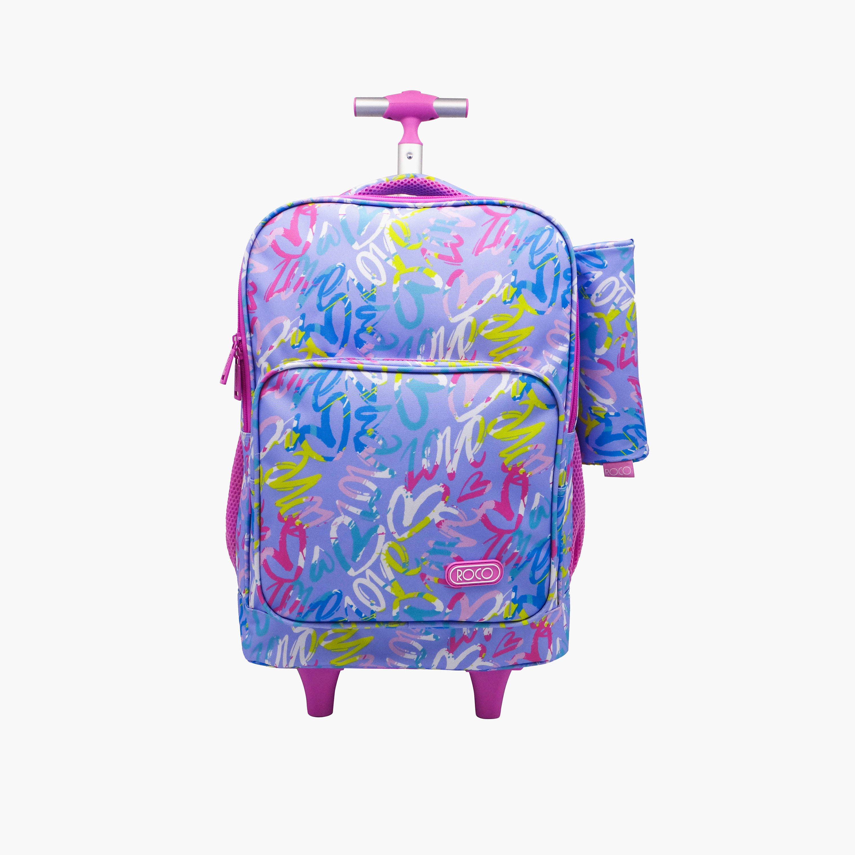 شنطة ظهر ترولي 15.6 بوصة بمقبض قابل للسحب ومقلمة وطبعات من روكو - 46x33x20 سم-school-bagsandbackpacks-trolleybags-image-1