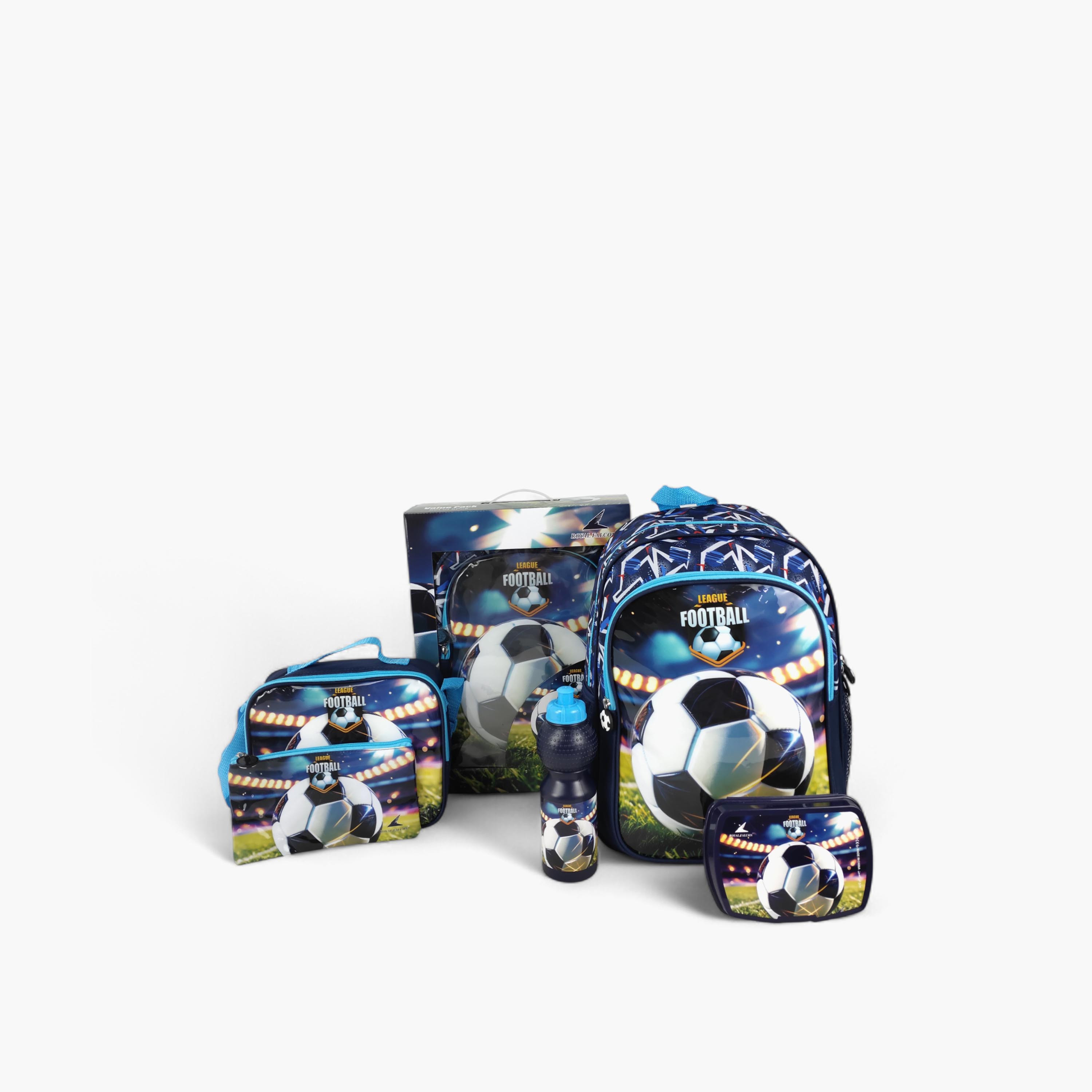 Royal Falcon 5-Piece Football Print 16-inch Backpack Set - 41x30x17 cms-school-bagsandbackpacks-backpacks-image-1