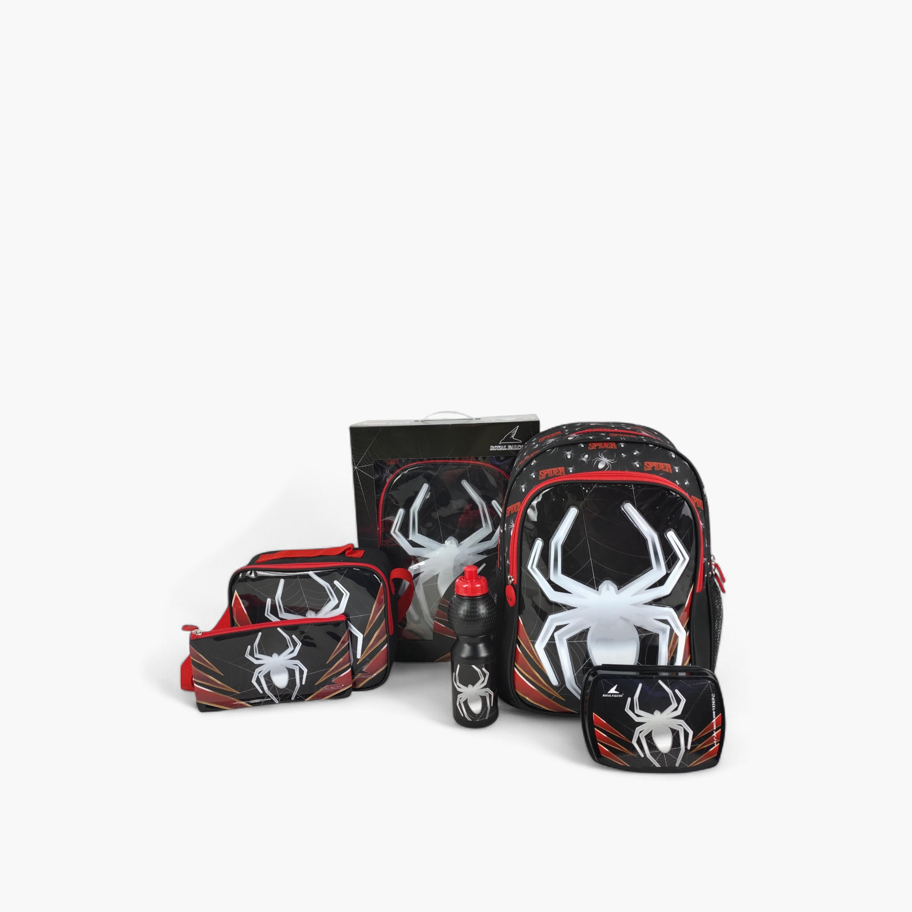 Royal Falcon 5-Piece Spider Print 16-inch Backpack Set - 41x30x17 cms-school-bagsandbackpacks-backpacks-image-1