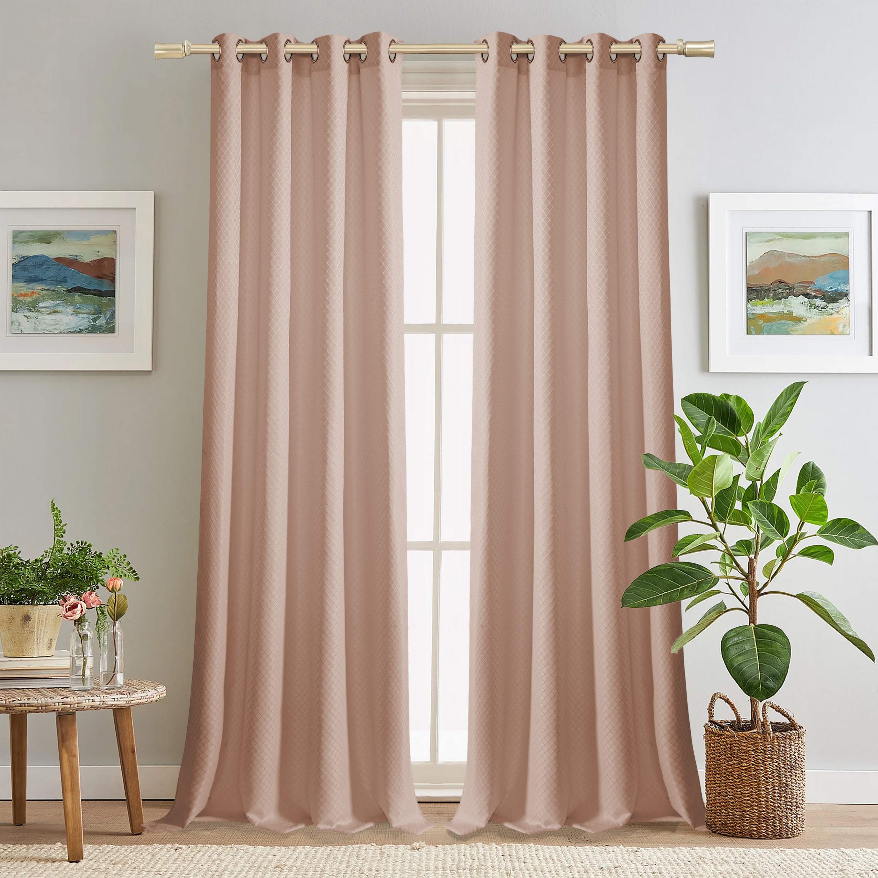 Textured Blackout Eyelet Curtain Panel-household-windows-curtains-image-1