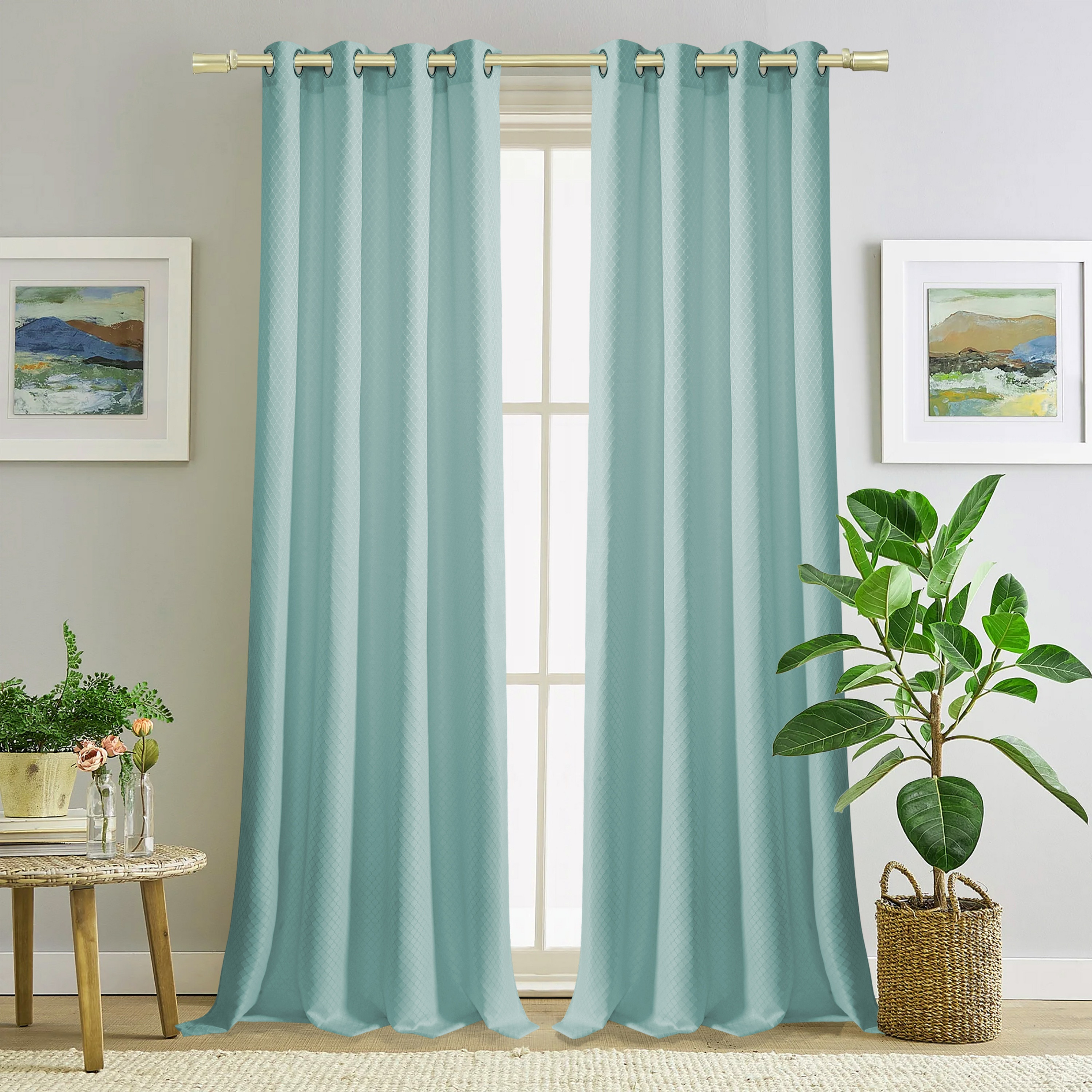 Textured Blackout Eyelet Curtain Panel-household-windows-curtains-image-1