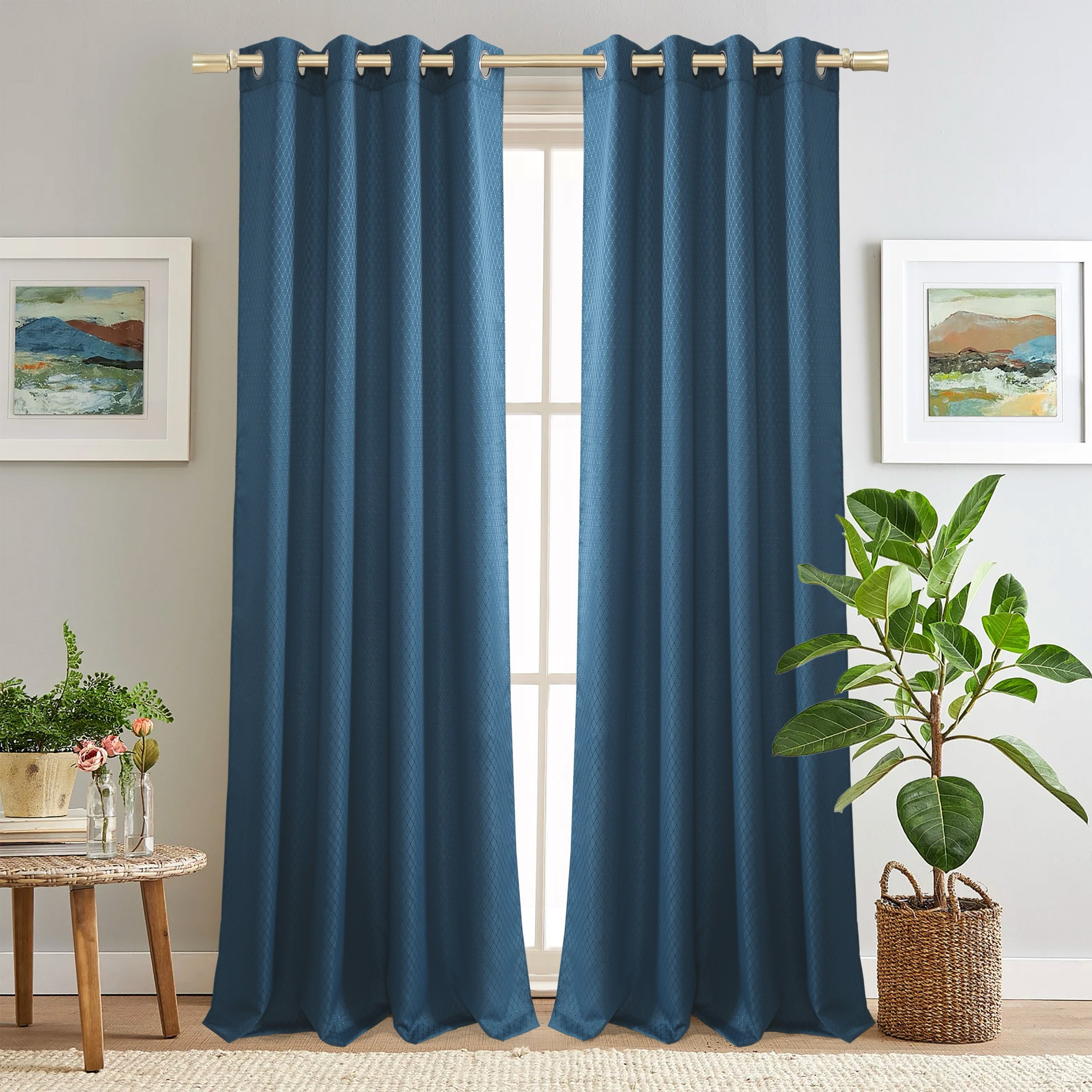 Textured Blackout Eyelet Curtain Panel-household-windows-curtains-image-1