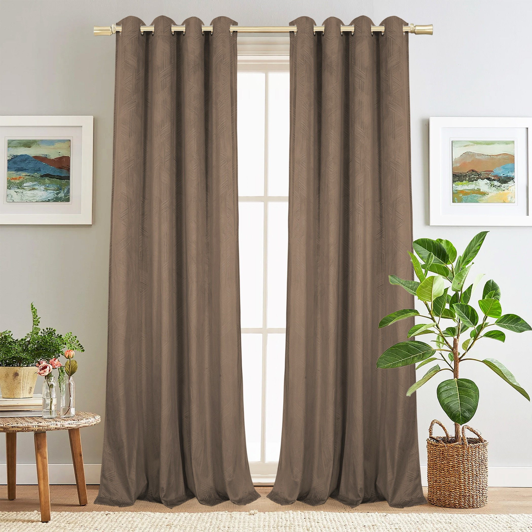Geometric Pattern Eyelet Curtain Set-household-windows-curtains-image-5