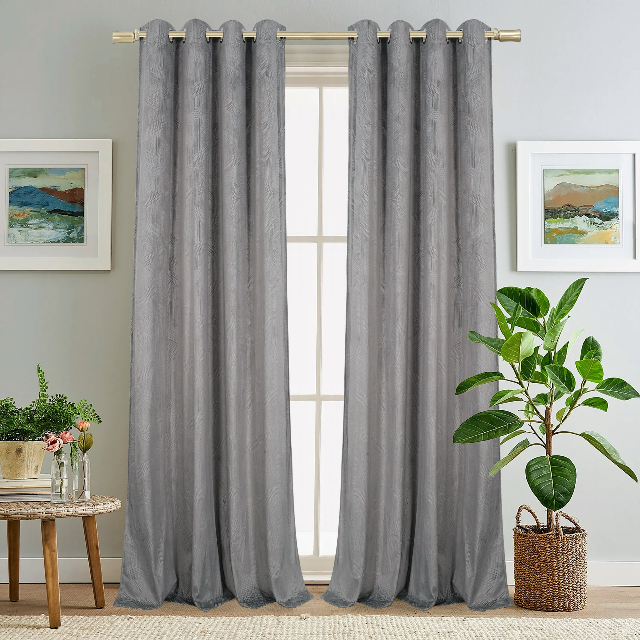 Geometric Pattern Eyelet Curtain Set-household-windows-curtains-image-9
