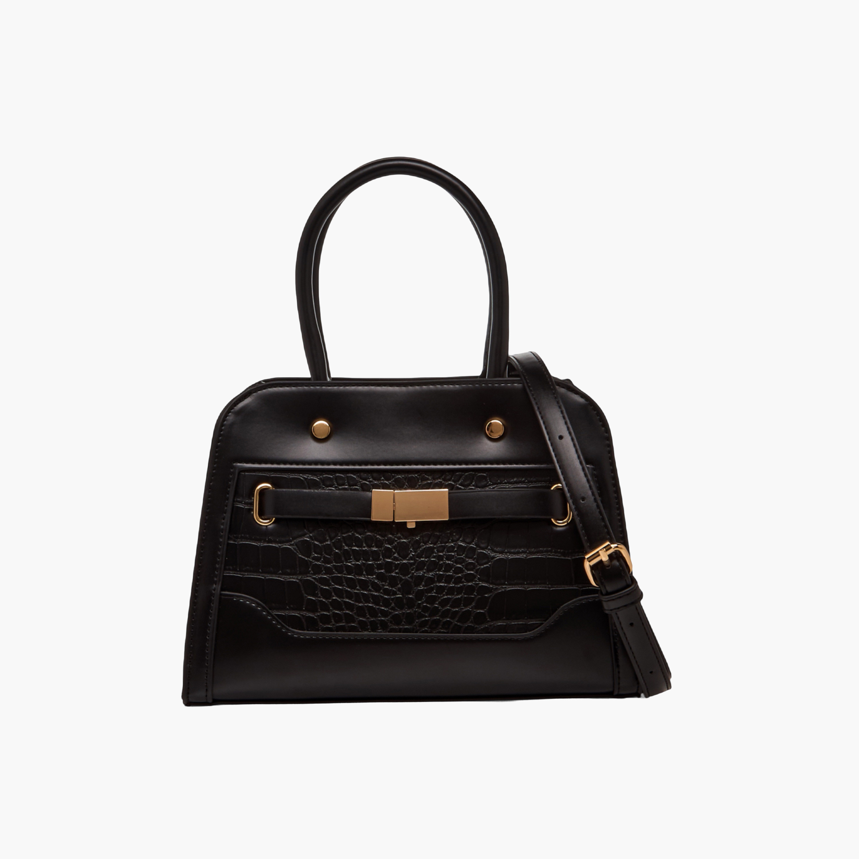 Sasha Textured Satchel Bag with Double Handle-women-bagsandwallets-handbags-image-1