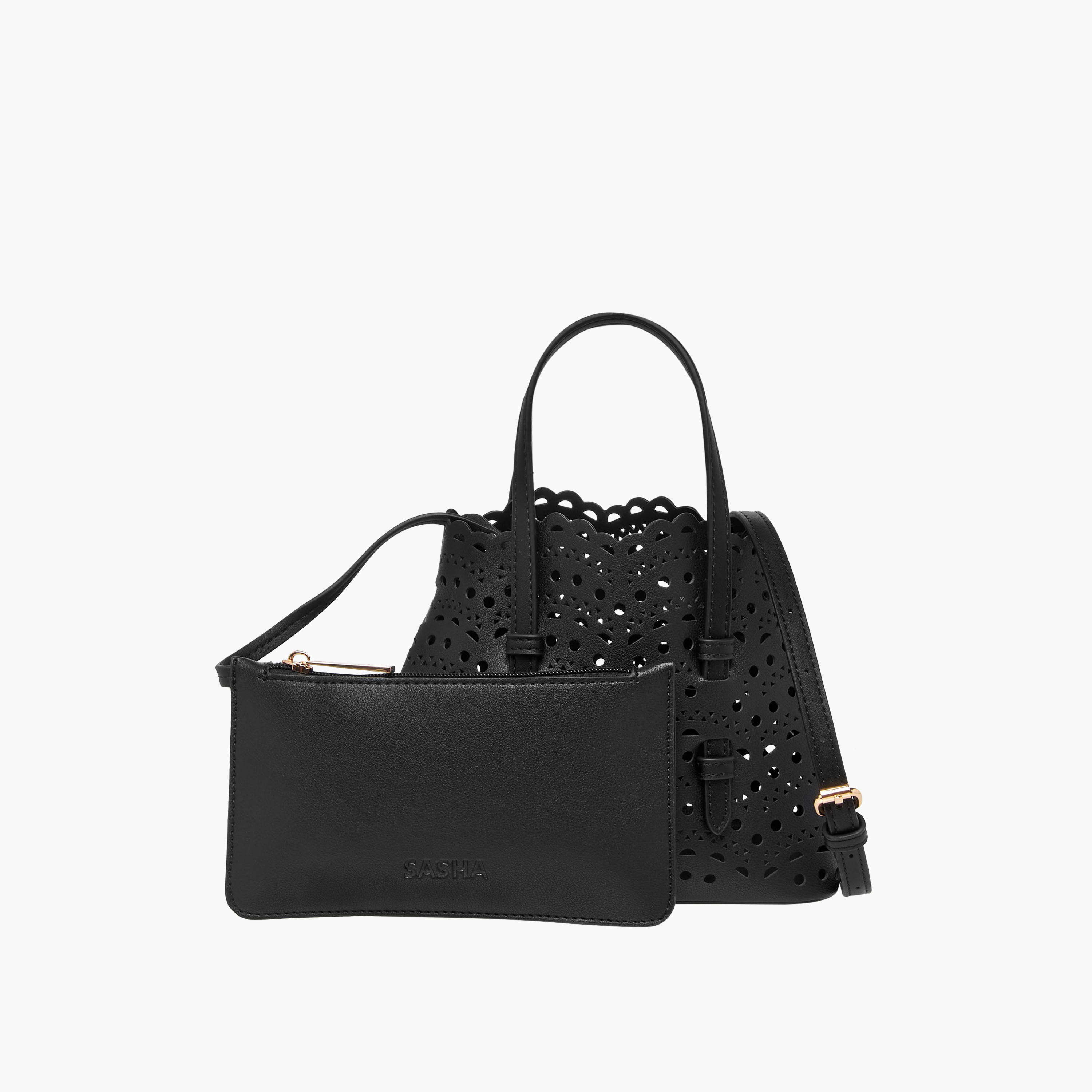 شنطة كروس بودي بتفاصيل مفرغة وشنطة صغيرة من ساشا-women-bagsandwallets-handbags-image-1