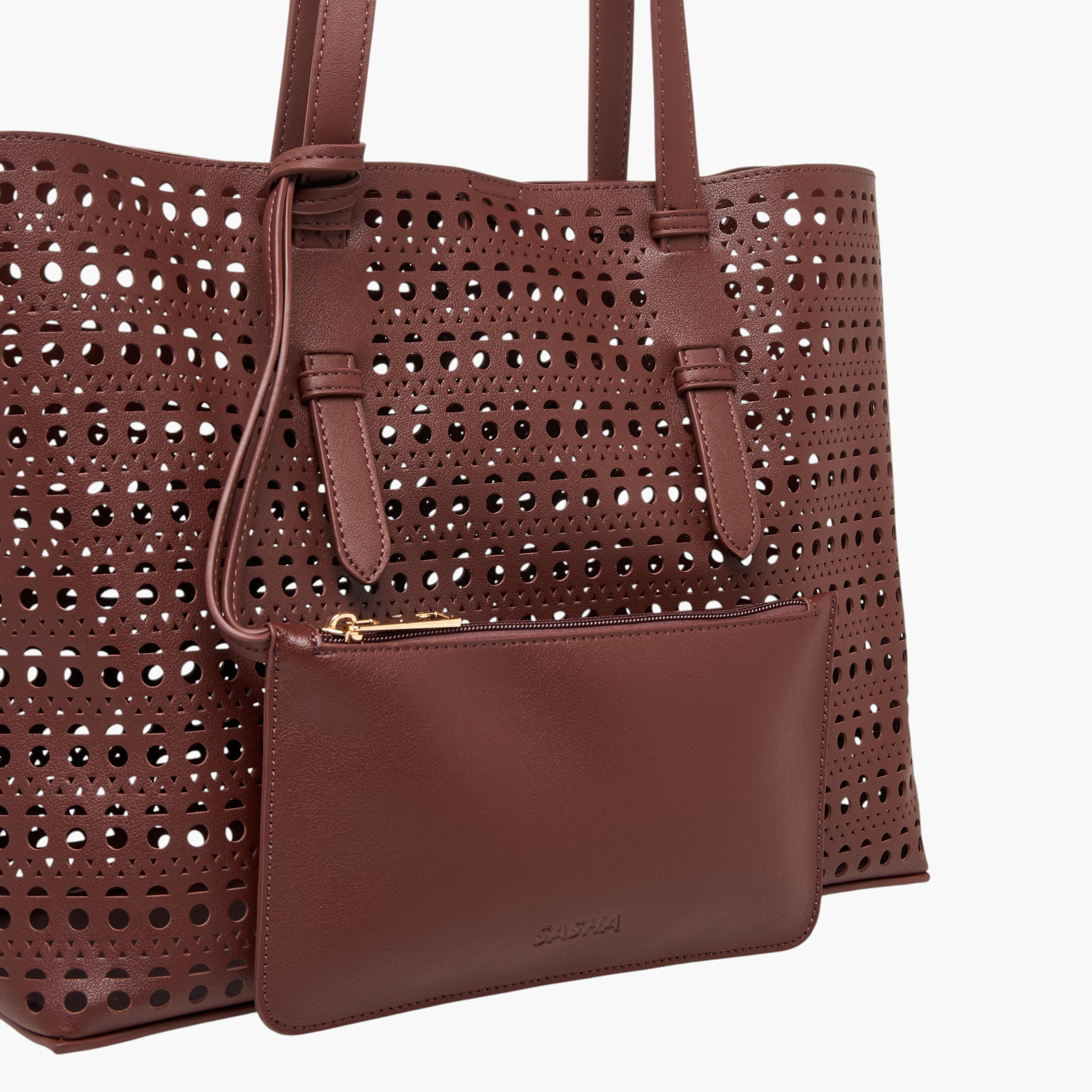 شنطة تسوق بتفاصيل مفرغة مع محفظة تيا من ساشا-women-bagsandwallets-handbags-image-6