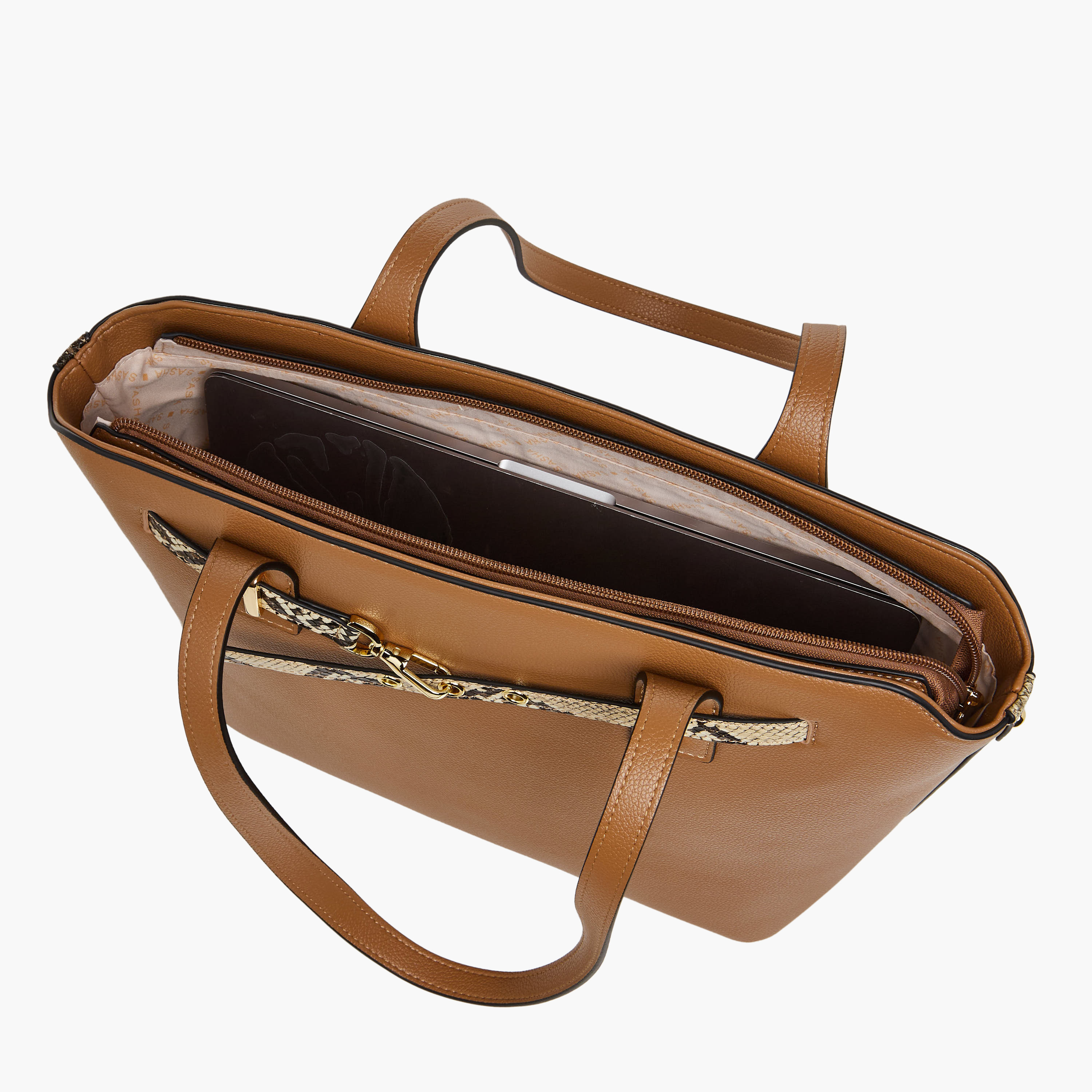 Sasha Animal Textured Belt Detail Tote Bag with Handles-women-bagsandwallets-handbags-image-8