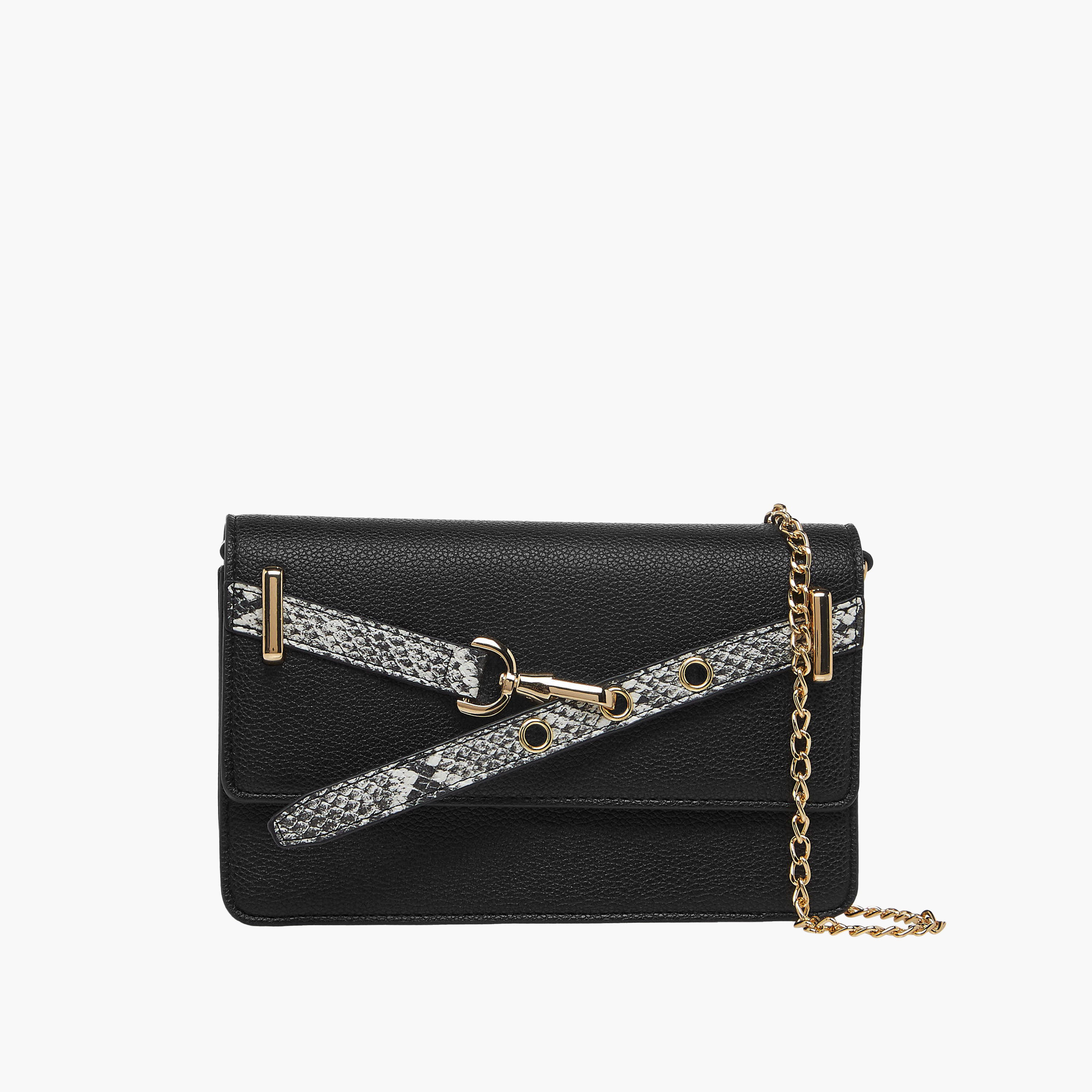 Sasha Animal Textured Belt Detail Crossbody Bag with Chain Strap-women-bagsandwallets-handbags-image-1