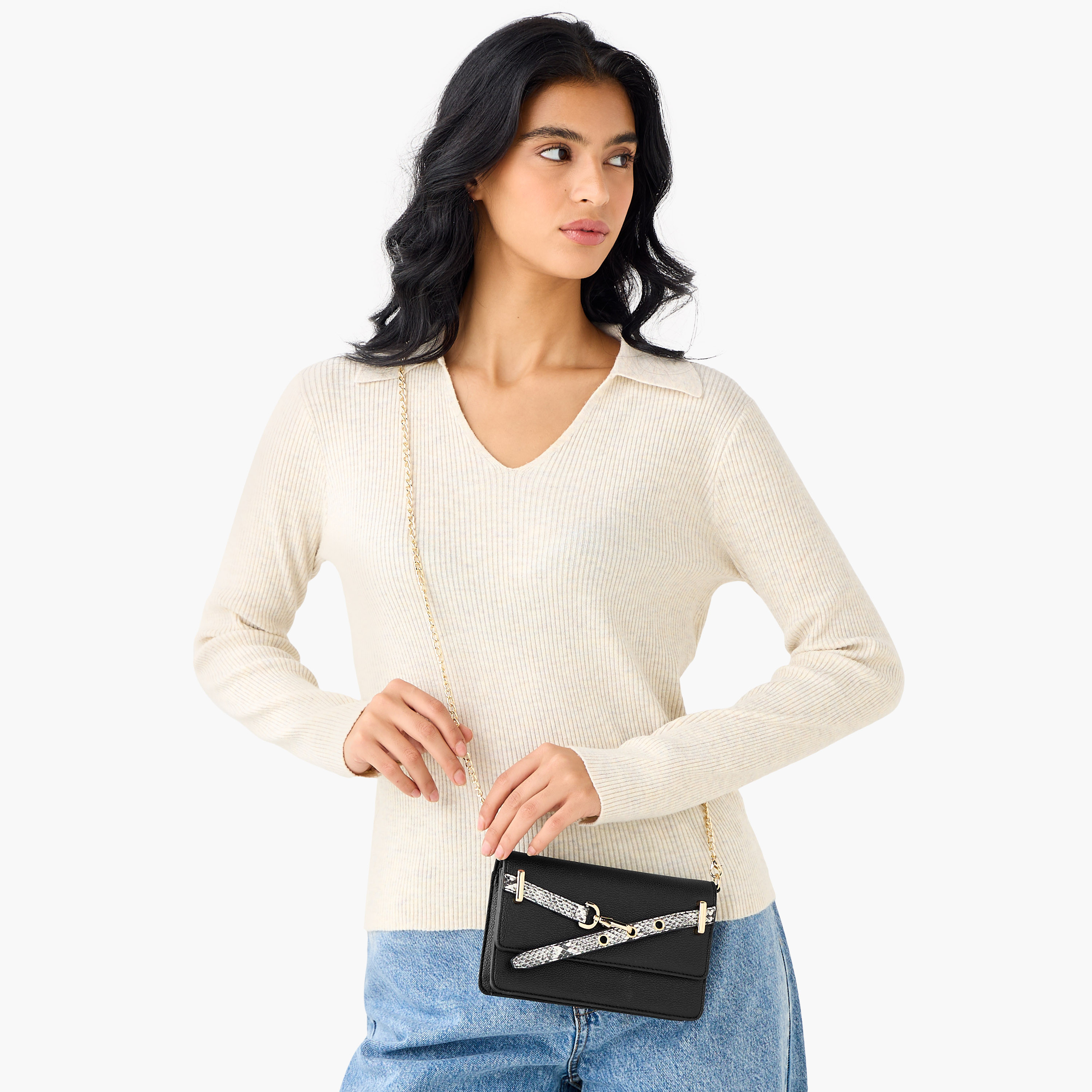 Sasha Animal Textured Belt Detail Crossbody Bag with Chain Strap-women-bagsandwallets-handbags-image-2