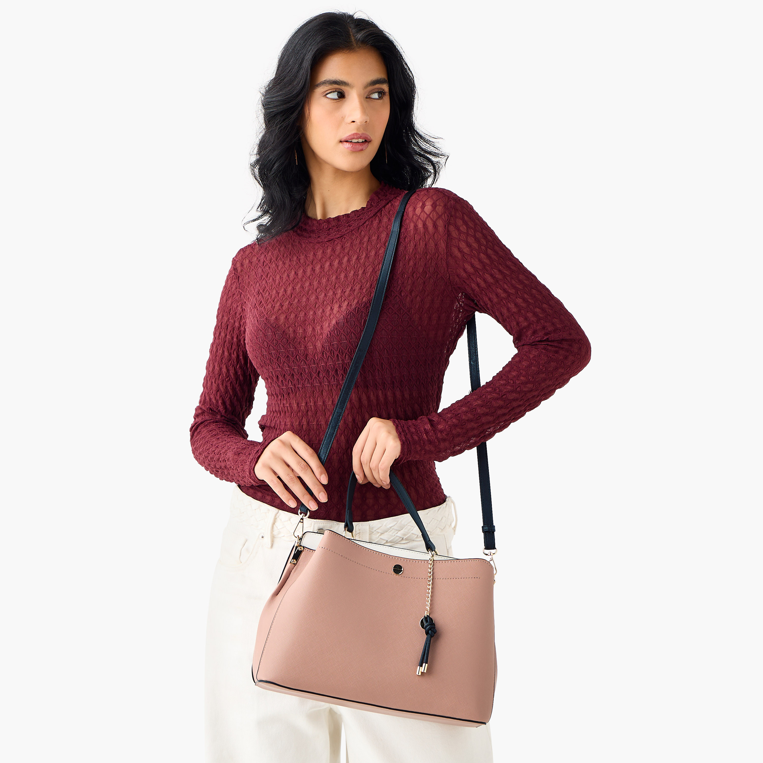 Sasha Textured Tote Bag with Detachable Strap-women-bagsandwallets-handbags-image-2