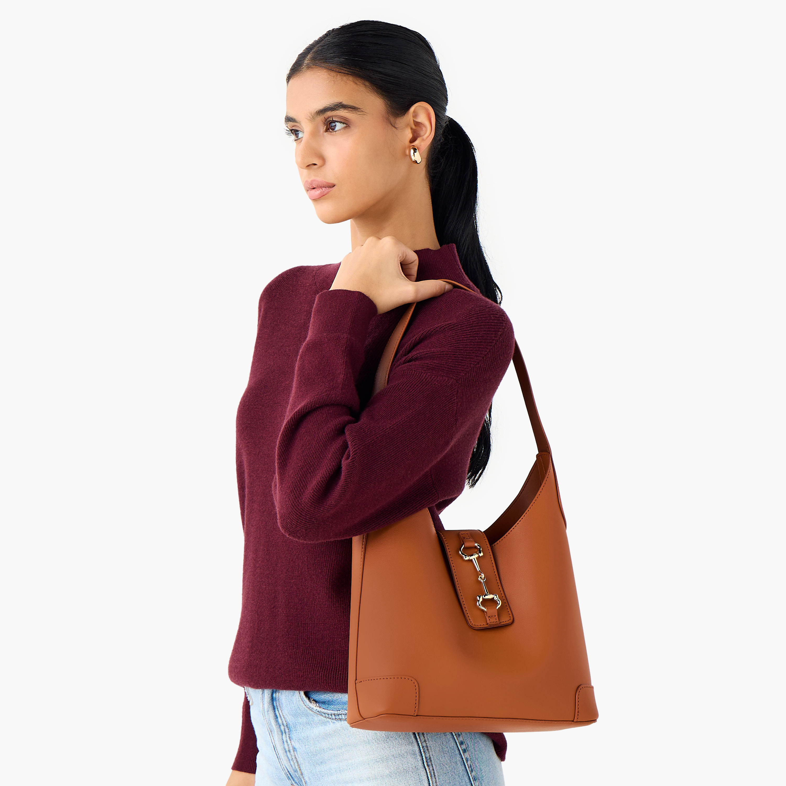 شنطة هوبو سادة بمقبض مع شنطة صغيرة من ساشا-women-bagsandwallets-handbags-image-2