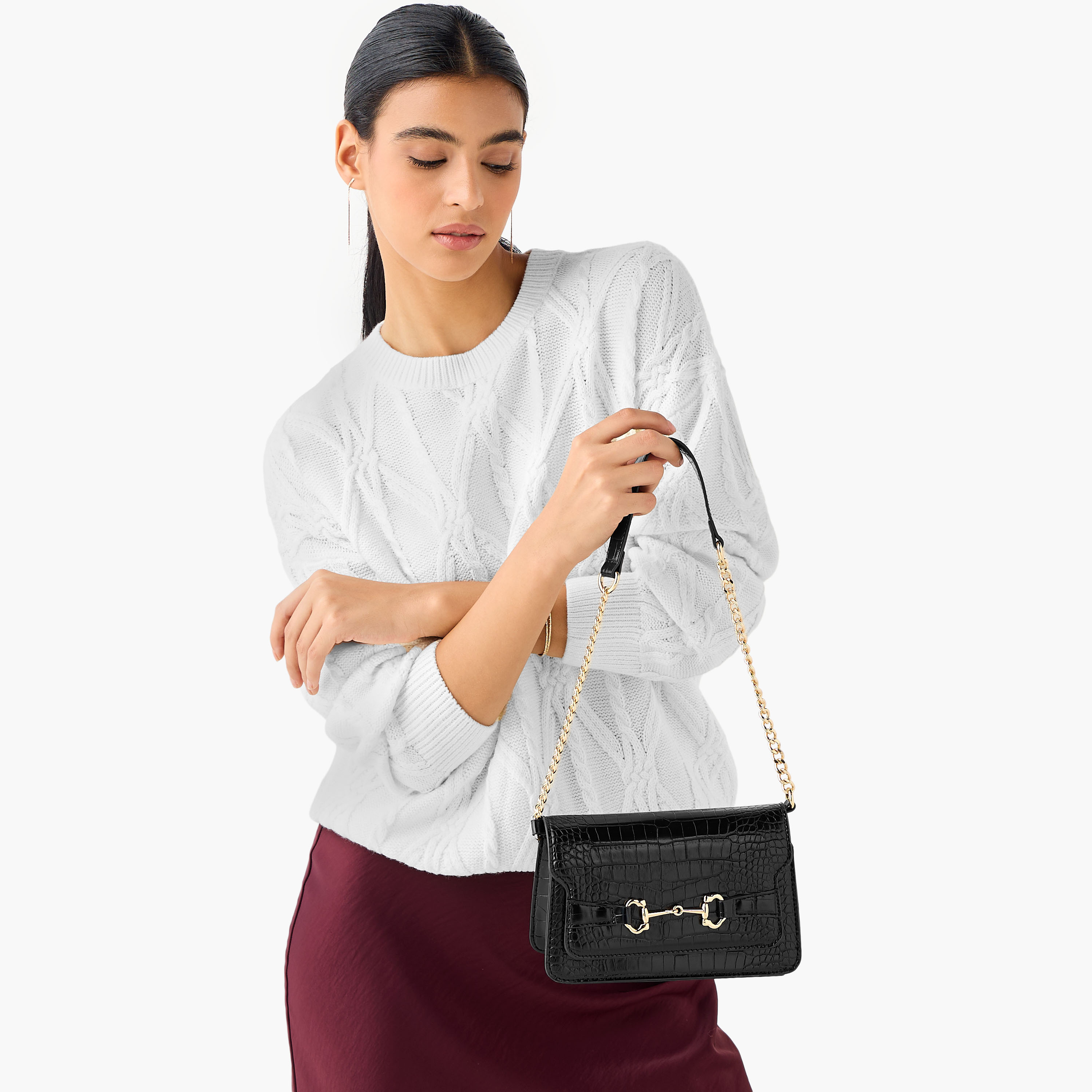 شنطة كتف بارزة الملمس بحزام سلسلة كودس من ساشا-women-bagsandwallets-handbags-image-2