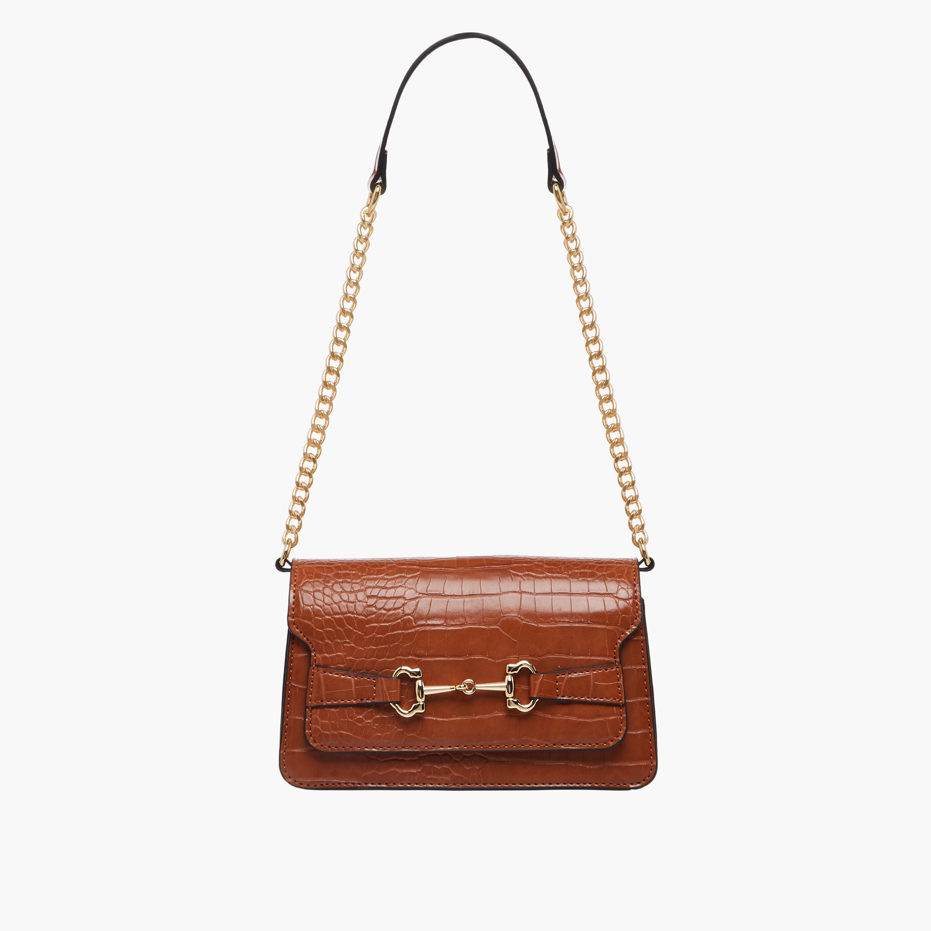 Sasha Textured Shoulder Bag with Chain Strap-women-bagsandwallets-handbags-image-1