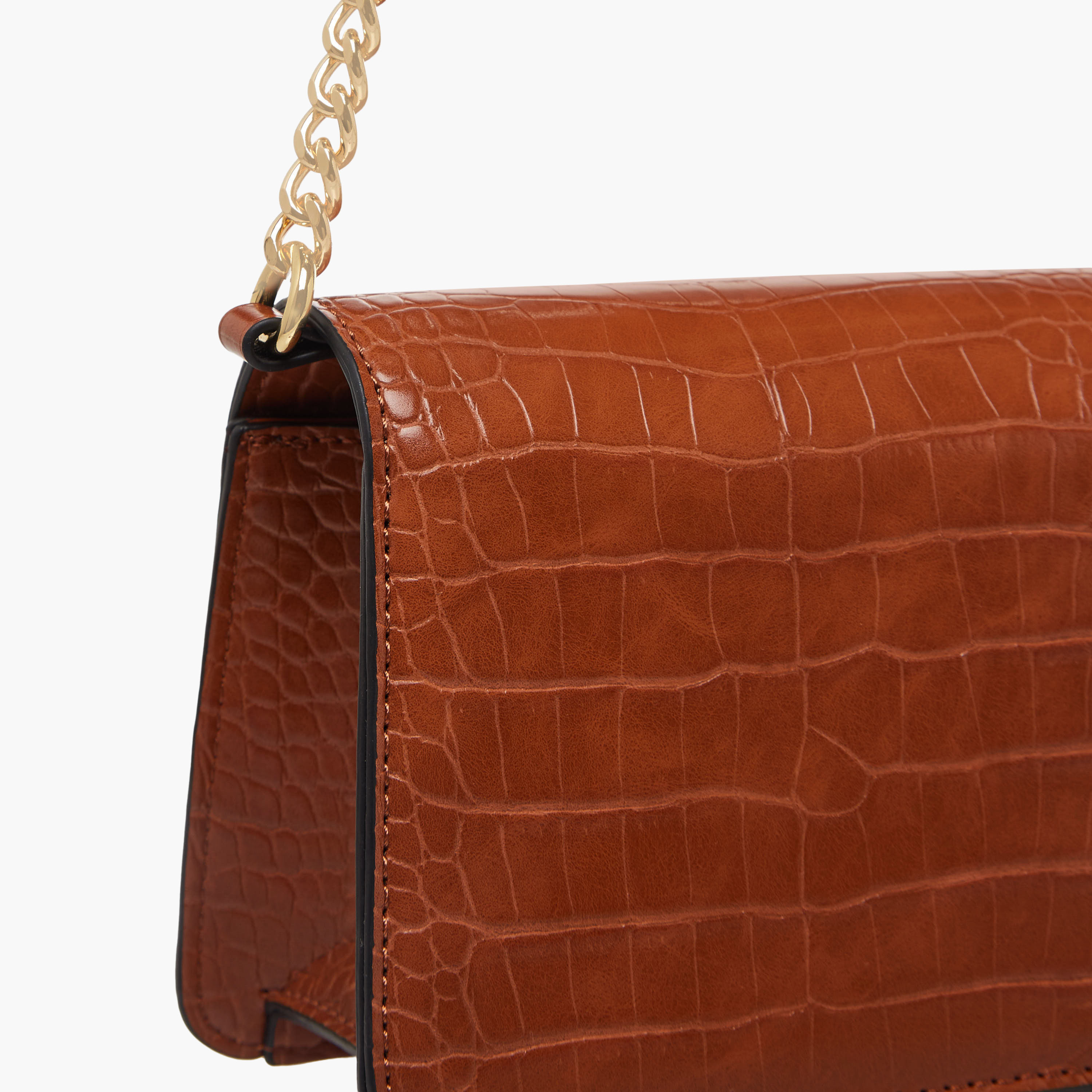 Sasha Textured Shoulder Bag with Chain Strap-women-bagsandwallets-handbags-image-6