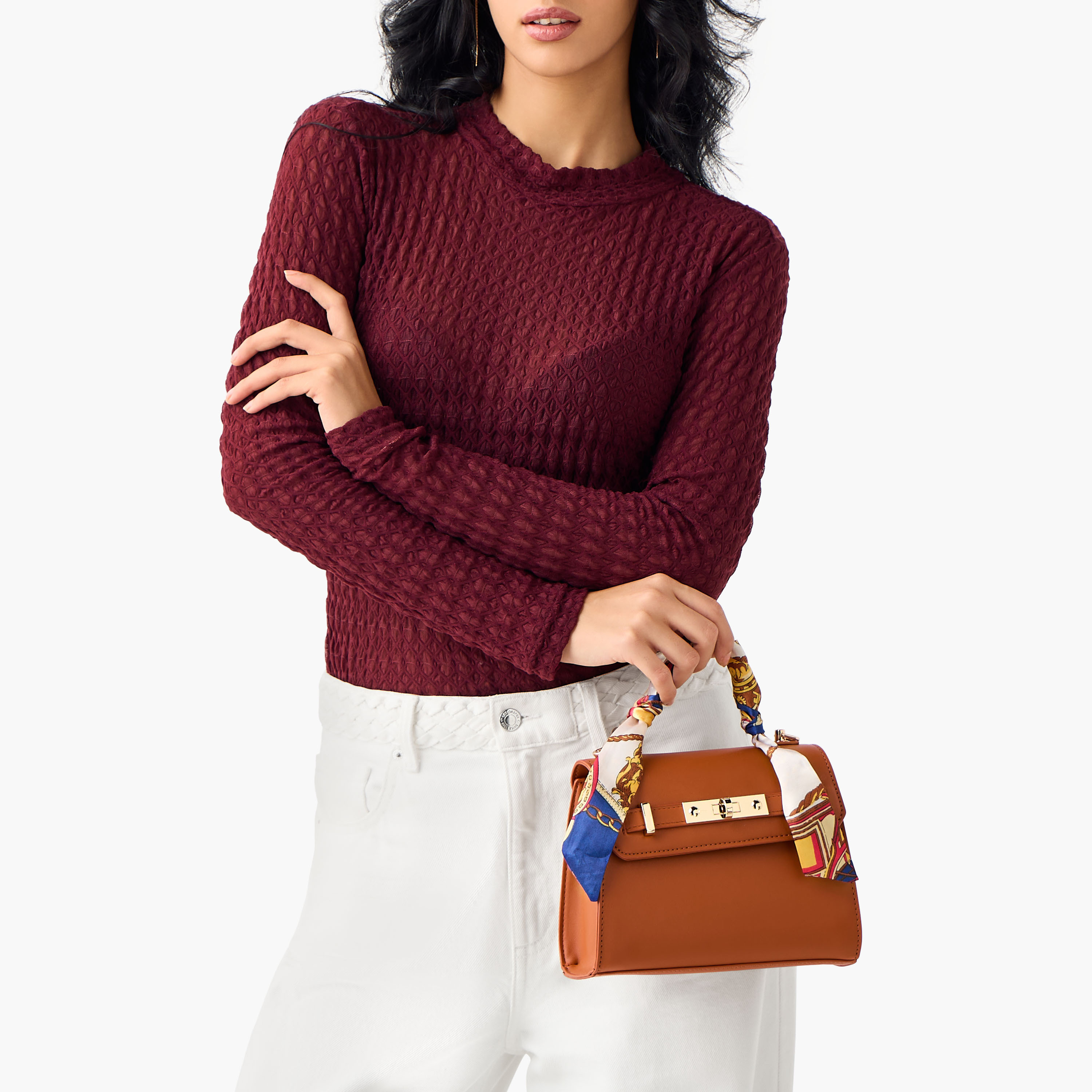 شنطة كروس بودي بمقبض ووشاح من ساشا-women-bagsandwallets-handbags-image-2