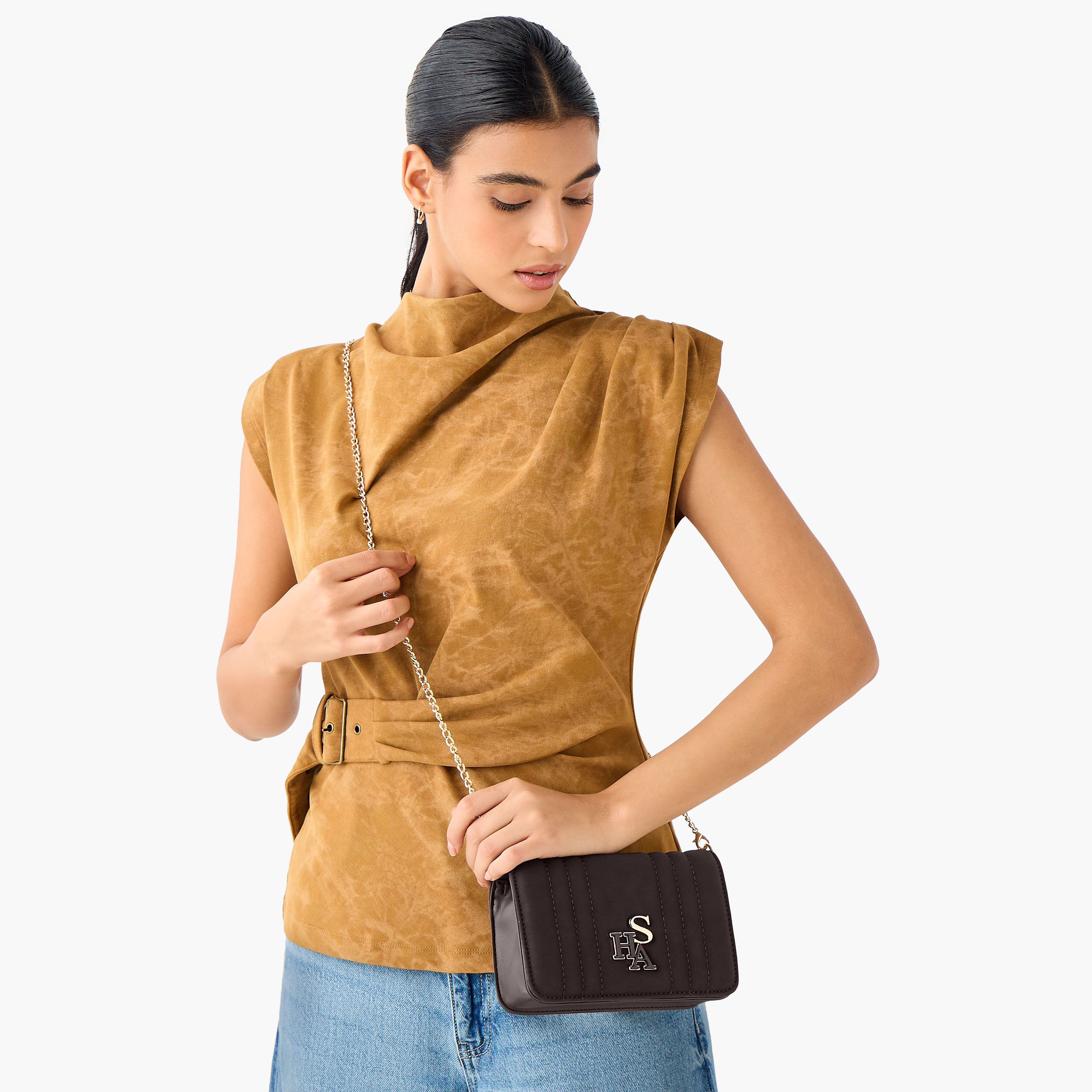 Sasha Textured Crossbody Bag with Detachable Chain Strap-women-bagsandwallets-handbags-image-2