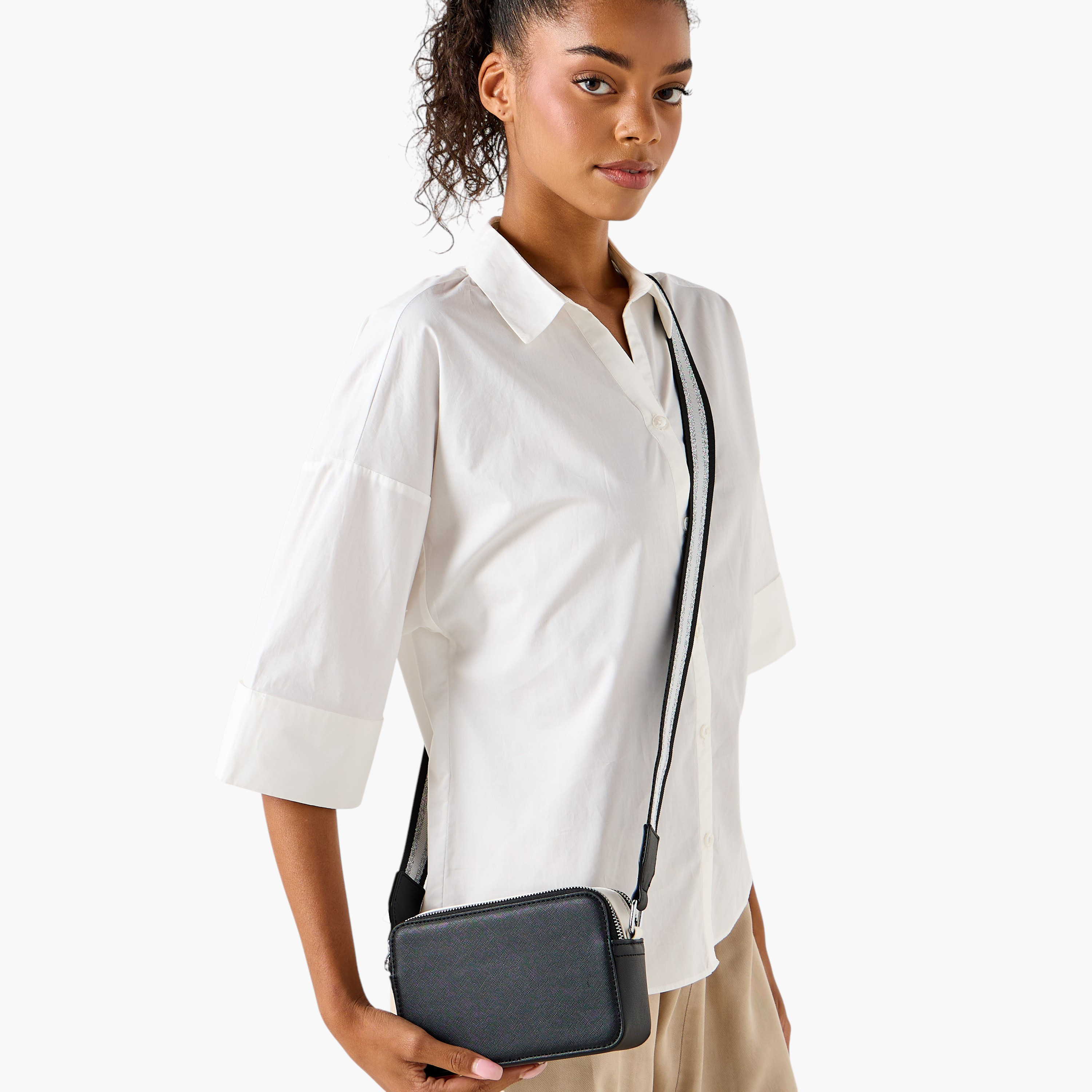 Sasha Kodes Solid Crossbody Bag with Adjustable Strap-women-bagsandwallets-handbags-image-2