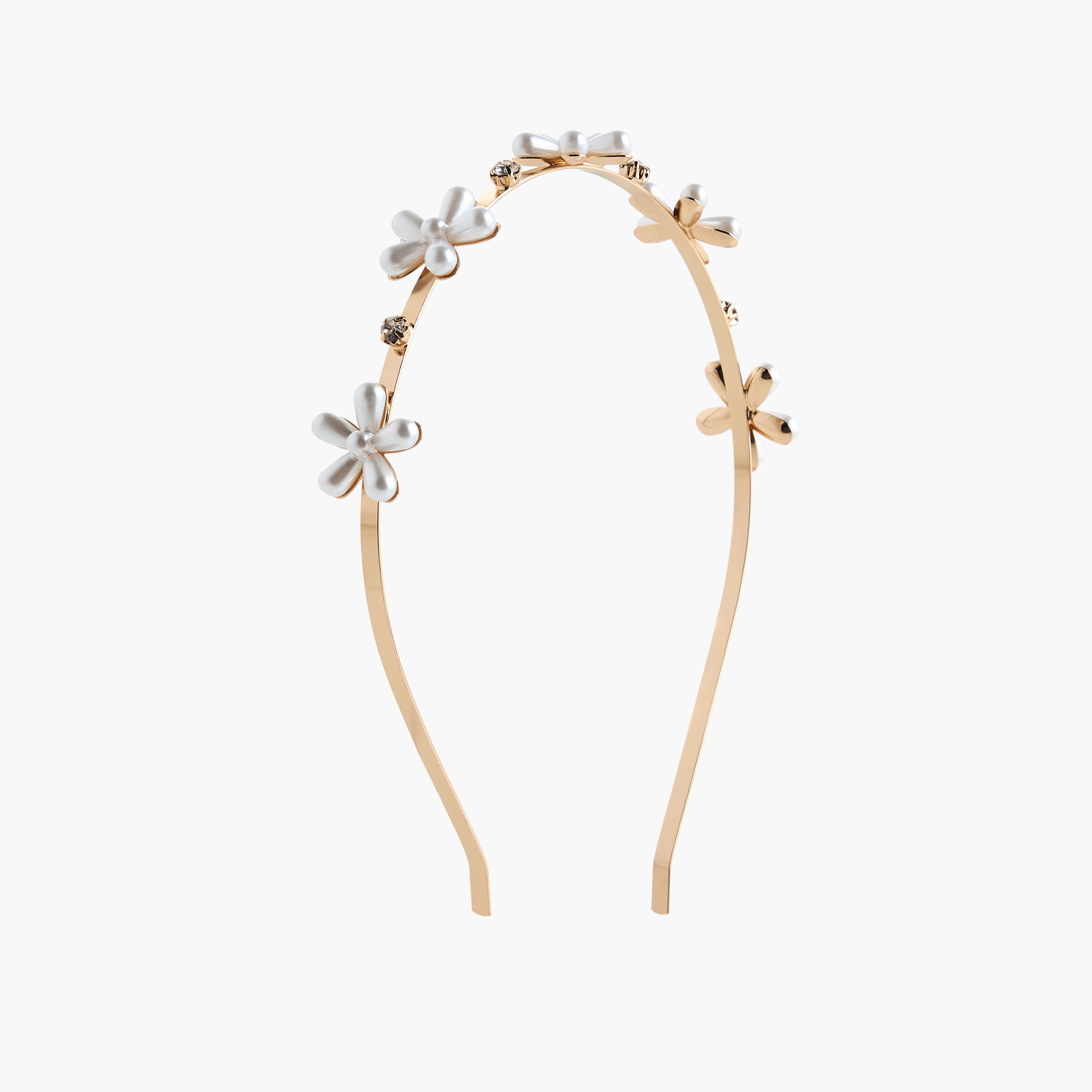 Floral Pearl Embellished Headband-women-hairaccessories-bands-image-1