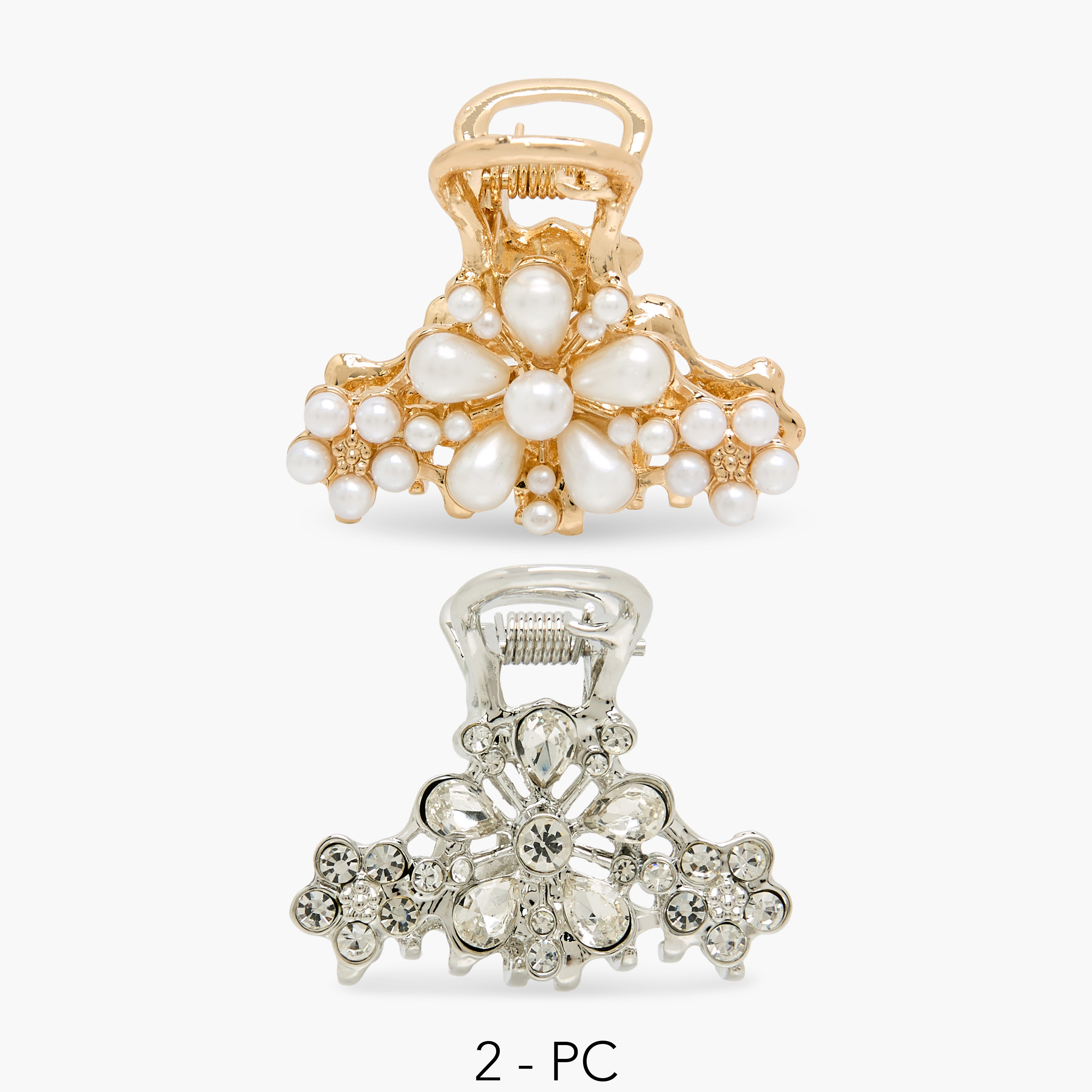 Pack of 2 Floral Hair Clamp with Embellishments-women-hairaccessories-clamps-image-1