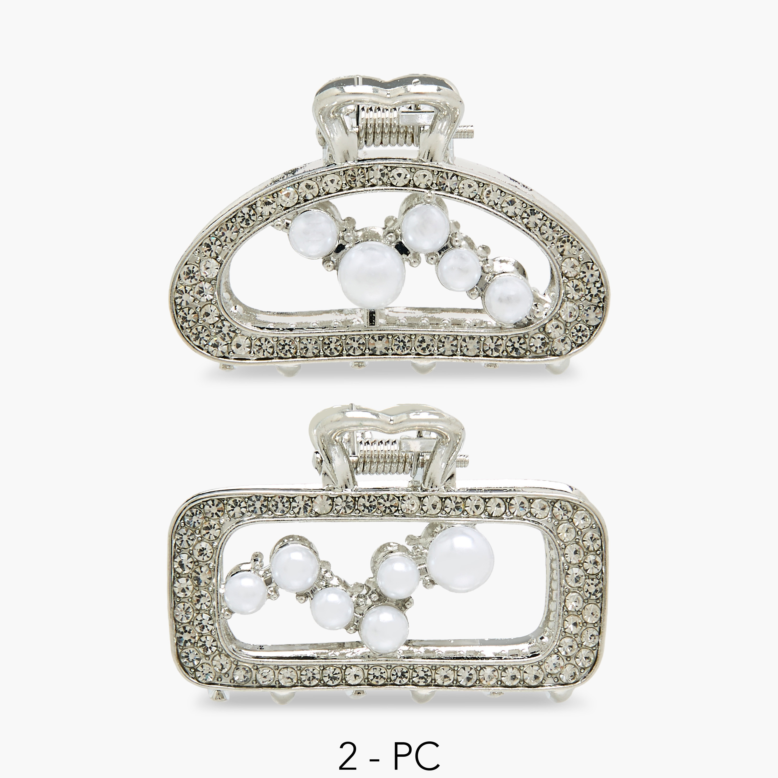 مشابك شعر متنوعة مزينة باللؤلؤ - طقم من قطعتين-women-hairaccessories-clamps-image-1