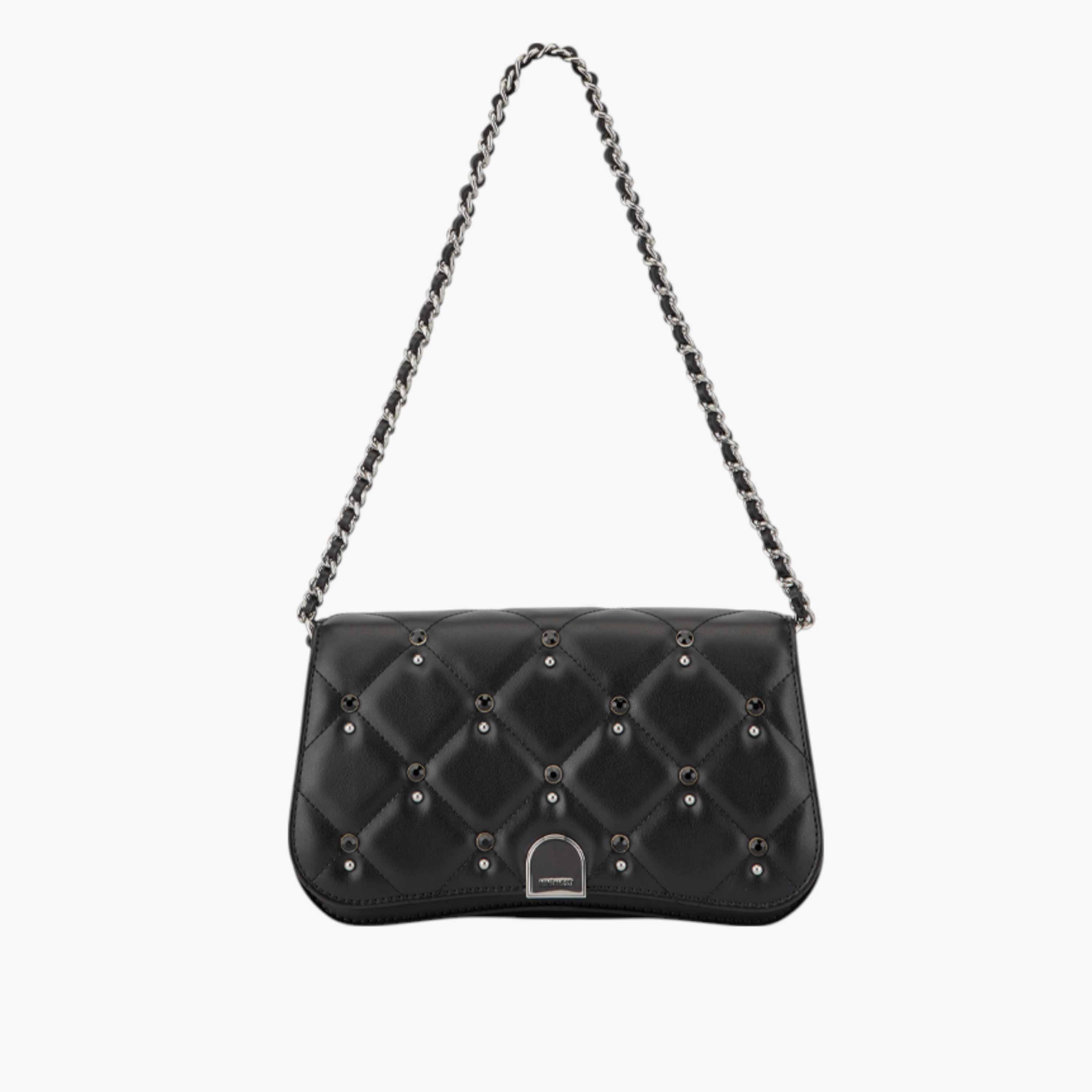 شنطة كتف مبطنة بحزام مزين بسلسلة وطية إغلاق من ناين ويست-women-bagsandwallets-handbags-image-1