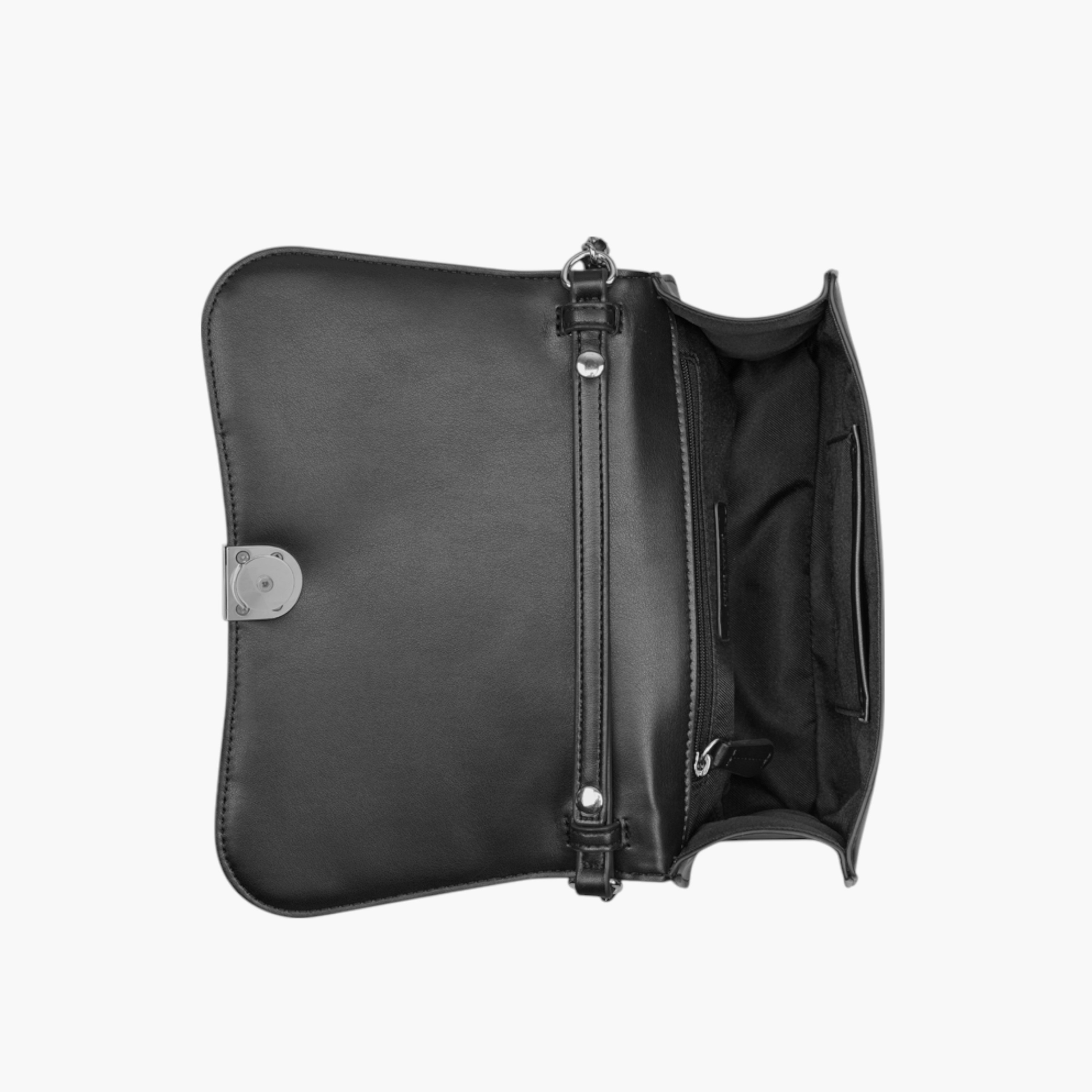 شنطة كتف مبطنة بحزام مزين بسلسلة وطية إغلاق من ناين ويست-women-bagsandwallets-handbags-image-4