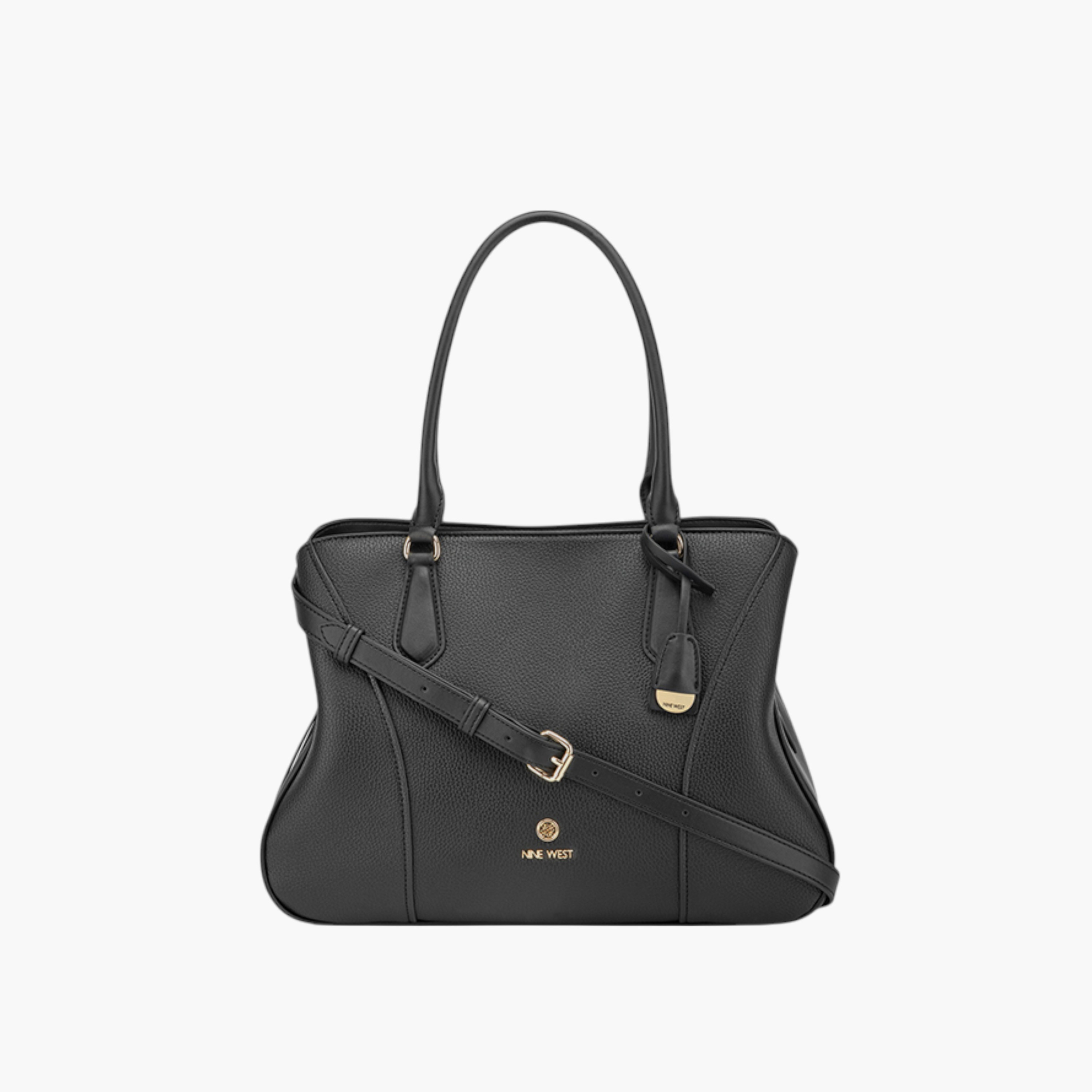 شنطة توتي سادة بحزام قابل للفصل وسحاب إغلاق من ناين ويست-women-bagsandwallets-handbags-image-1