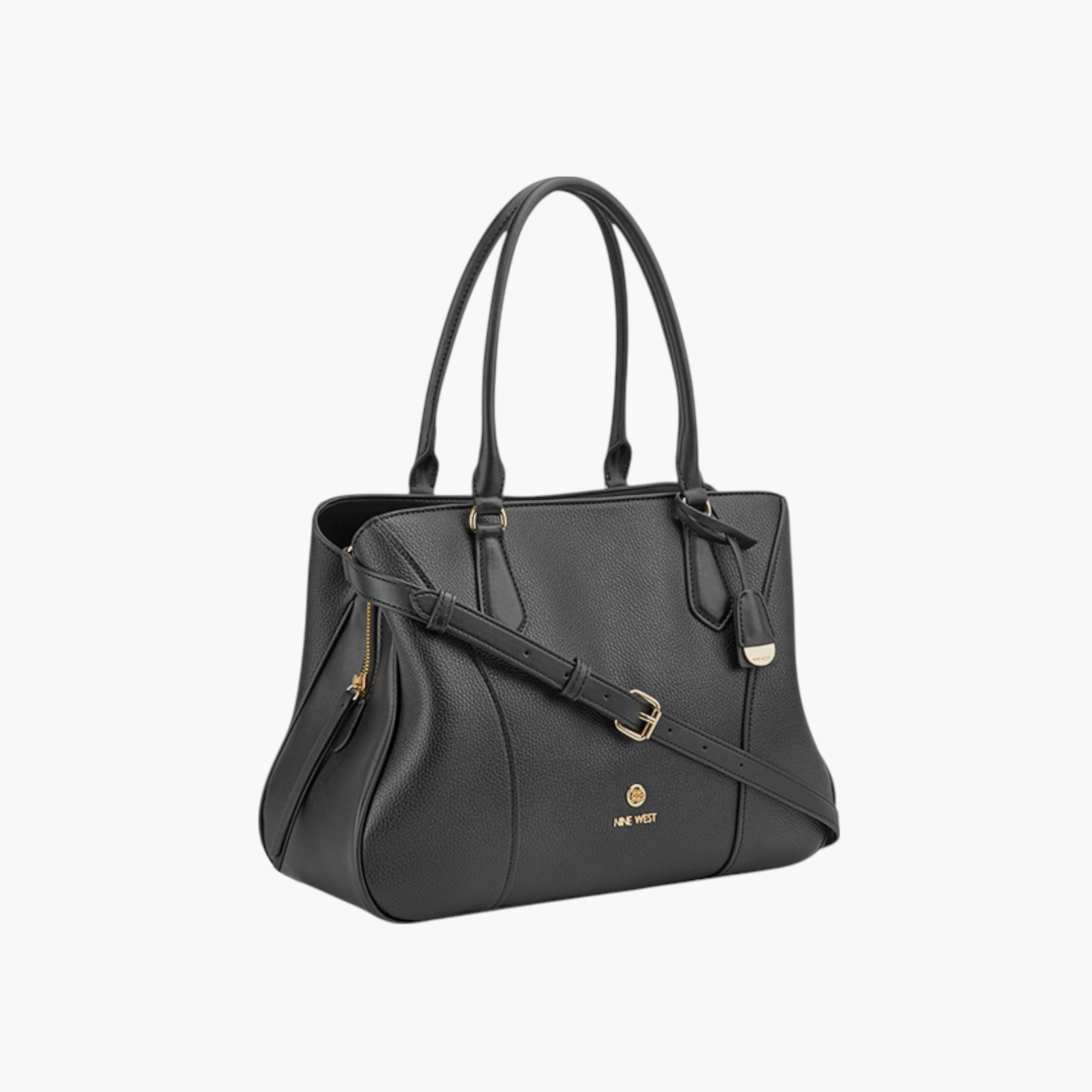 شنطة توتي سادة بحزام قابل للفصل وسحاب إغلاق من ناين ويست-women-bagsandwallets-handbags-image-3