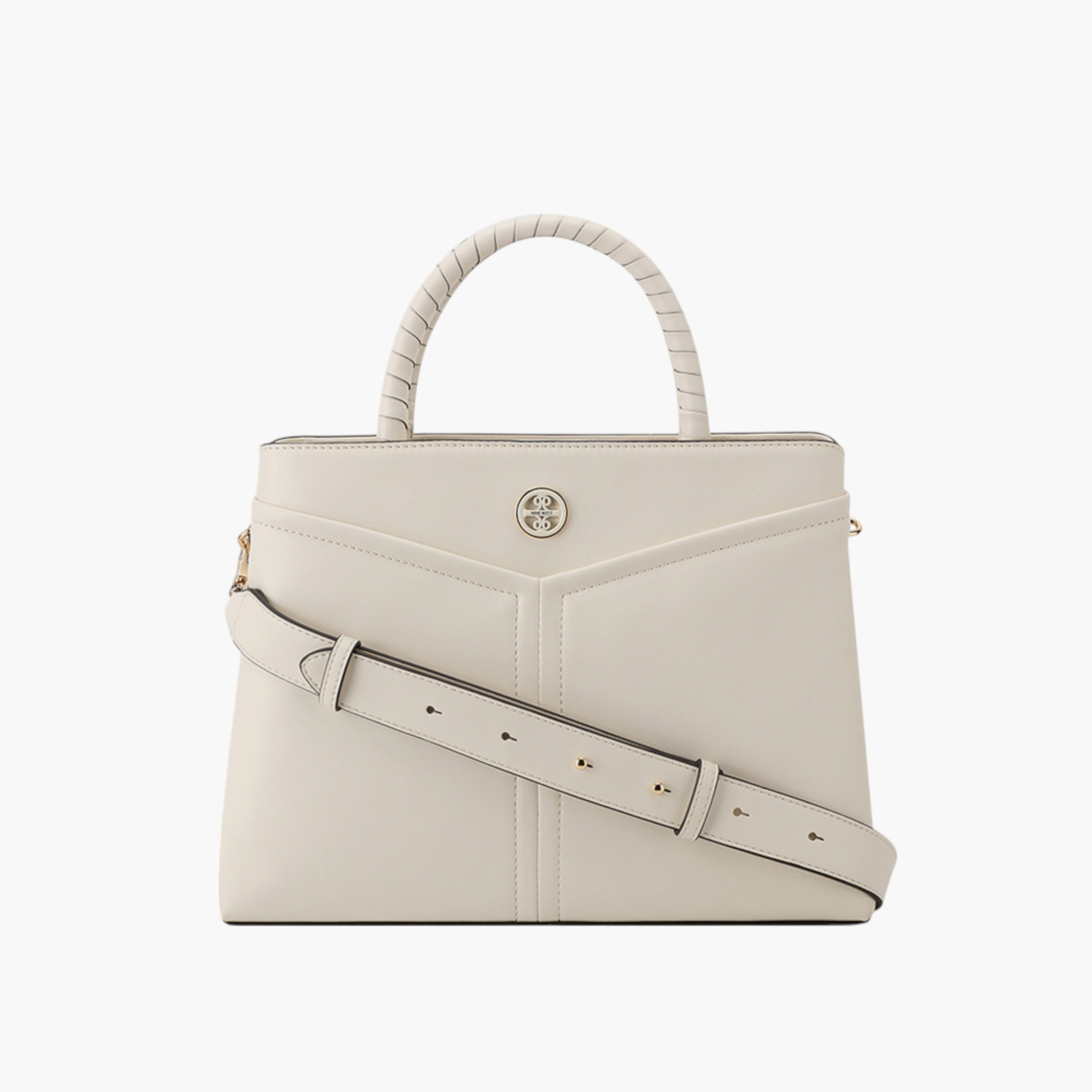 شنطة توتي بارزة الملمس بمقابض مضفّرة مزدوجة وسحّاب إغلاق من ناين ويست-women-bagsandwallets-handbags-image-1