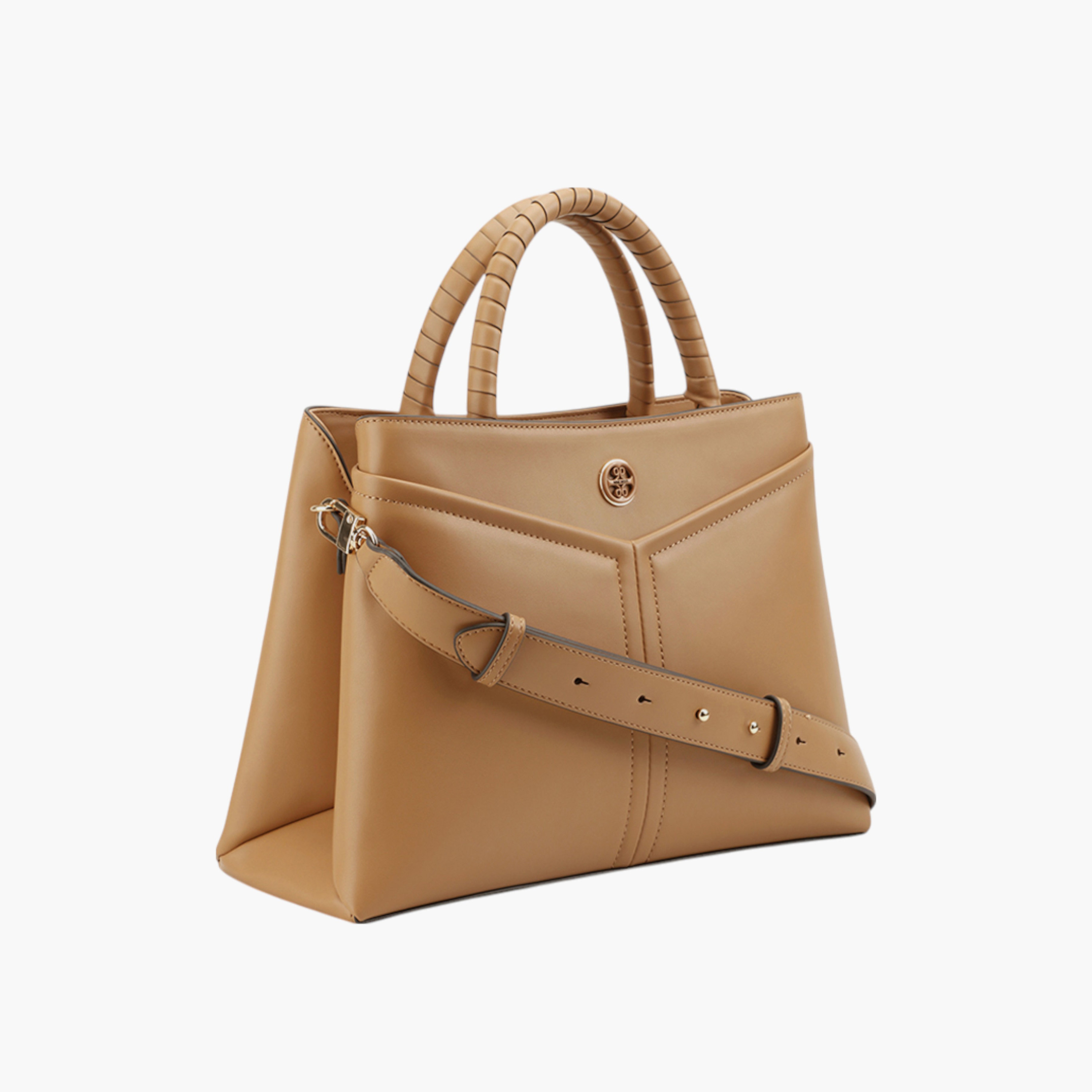 شنطة توتي بارزة الملمس بمقابض مضفّرة مزدوجة وسحّاب إغلاق من ناين ويست-women-bagsandwallets-handbags-image-6