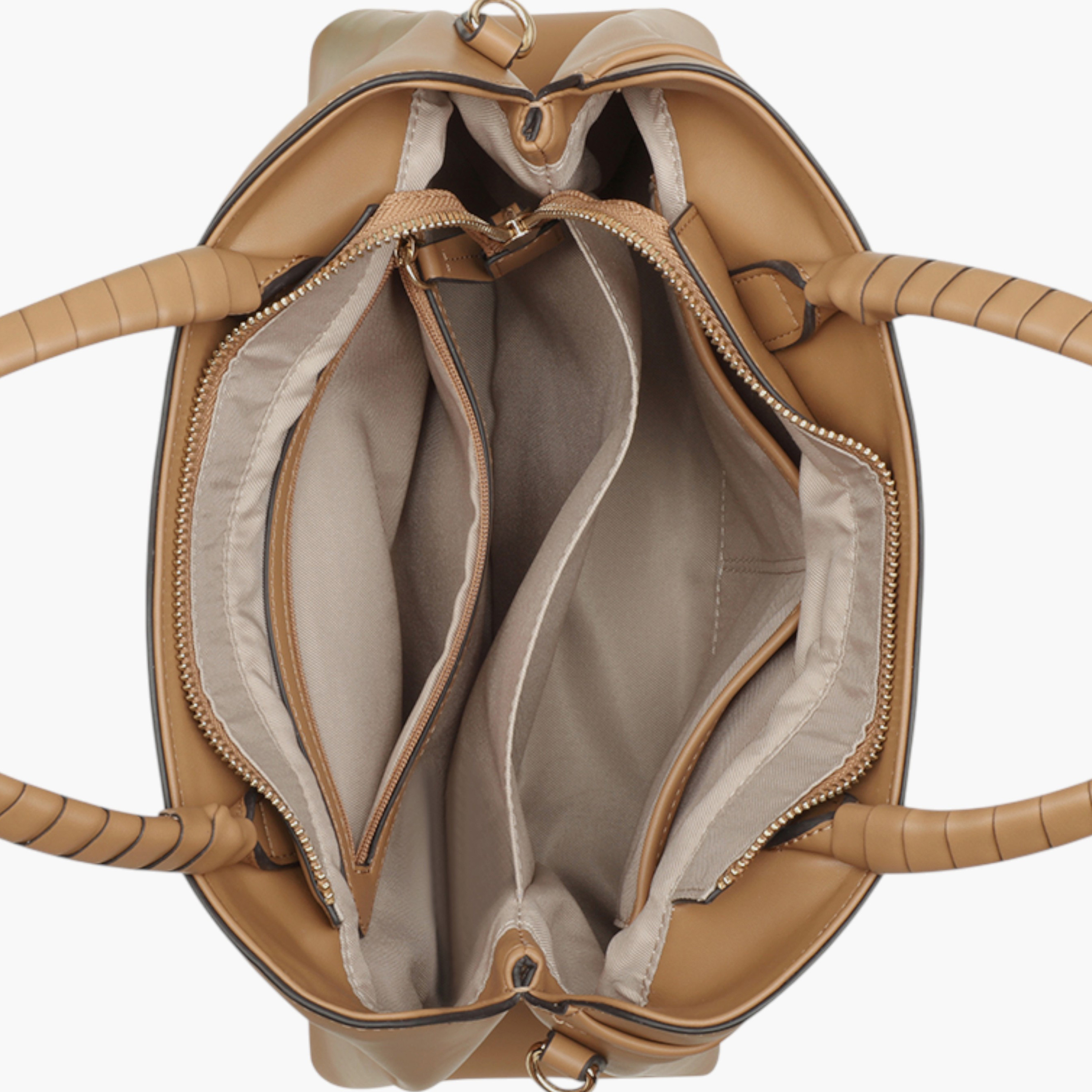 شنطة توتي بارزة الملمس بمقابض مضفّرة مزدوجة وسحّاب إغلاق من ناين ويست-women-bagsandwallets-handbags-image-8