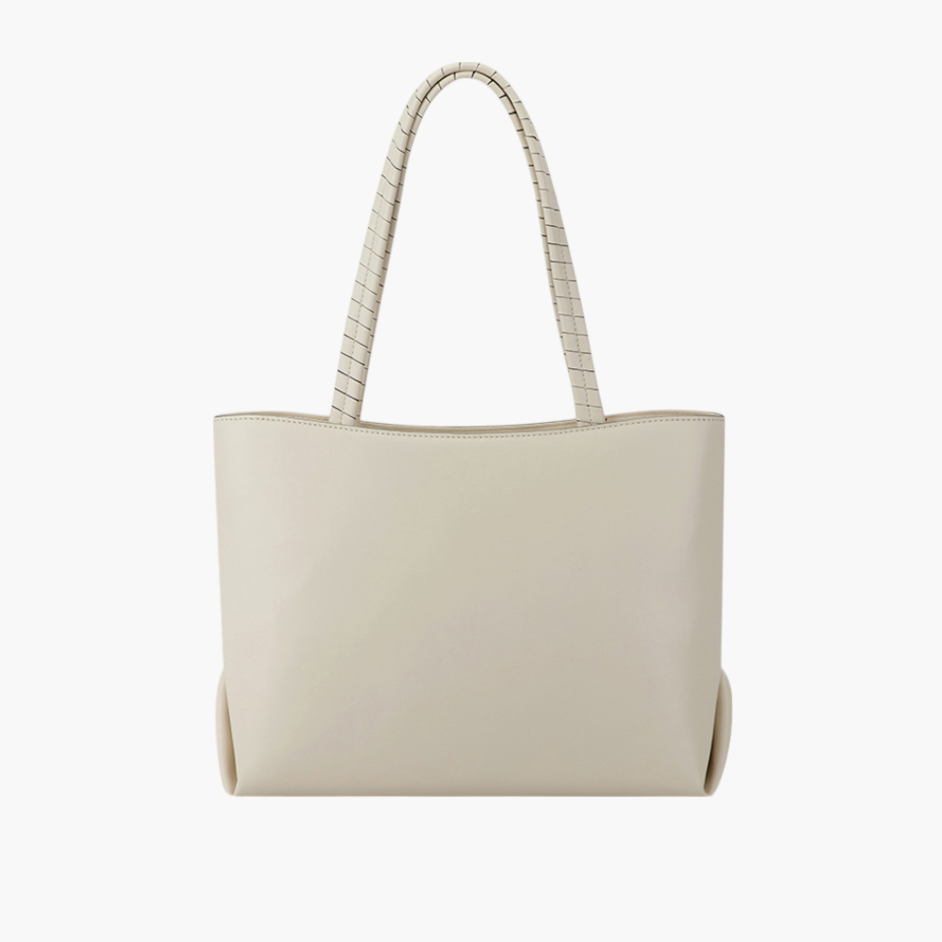 شنطة توتي سادة بمقابض مزدوجة مضفّرة وسحّاب إغلاق من ناين ويست-women-bagsandwallets-handbags-image-3