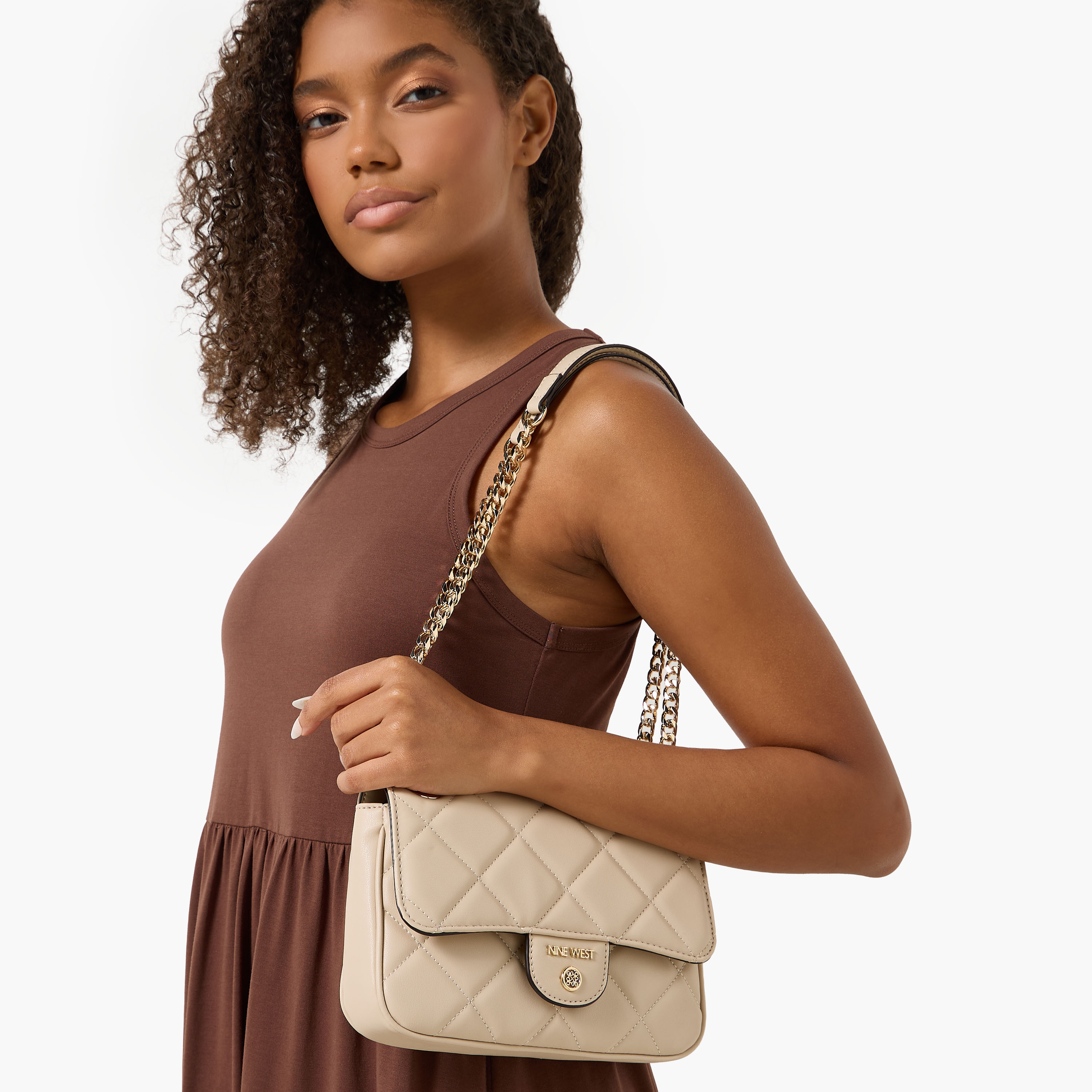 شنطة كروس مبطنة  بسلسلة حمل وزر إغلاق من ناين ويست-women-bagsandwallets-handbags-image-2