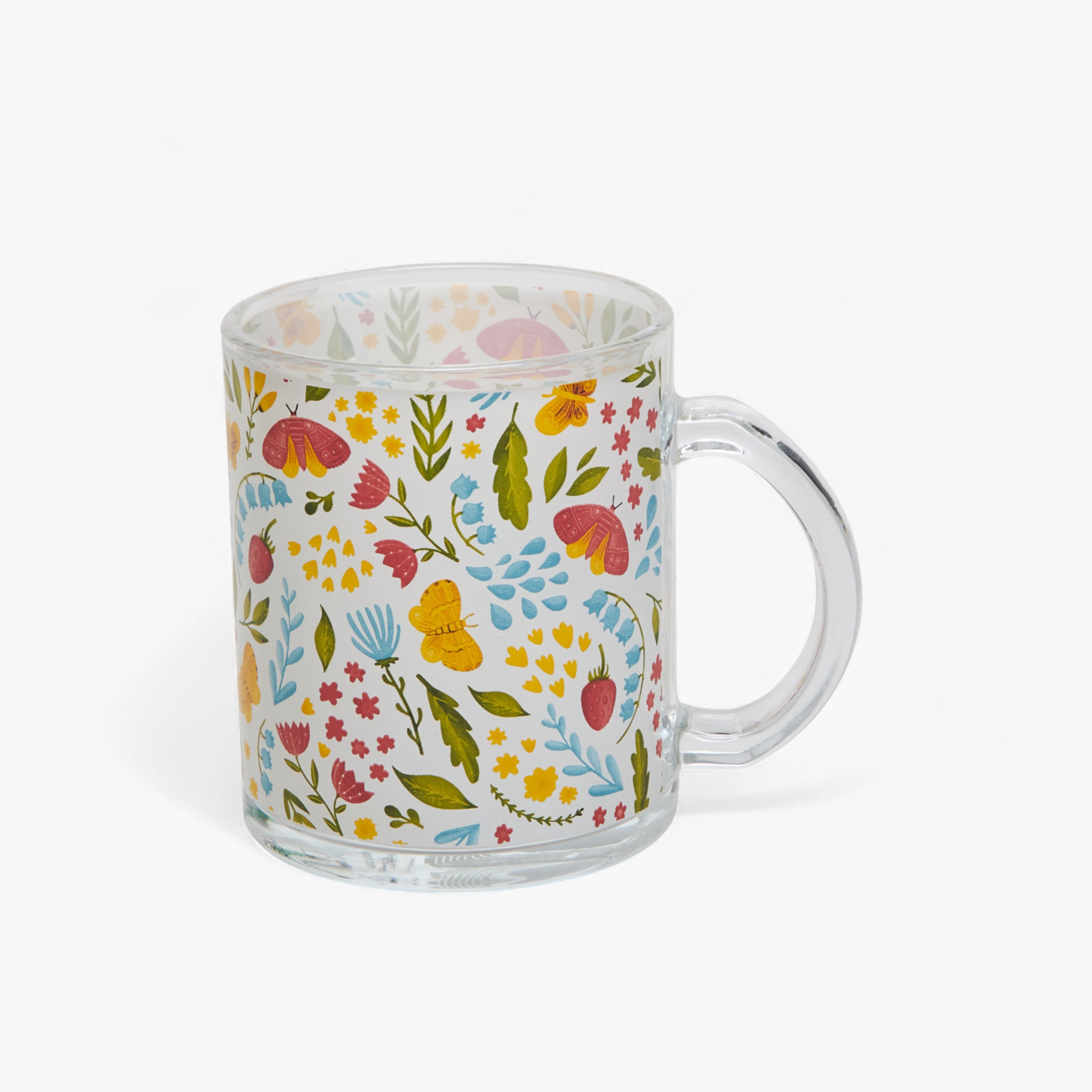 Floral Print Glass Mug with Handle - 310 ml-household-dining-teaandcoffee-mugsandcups-image-1