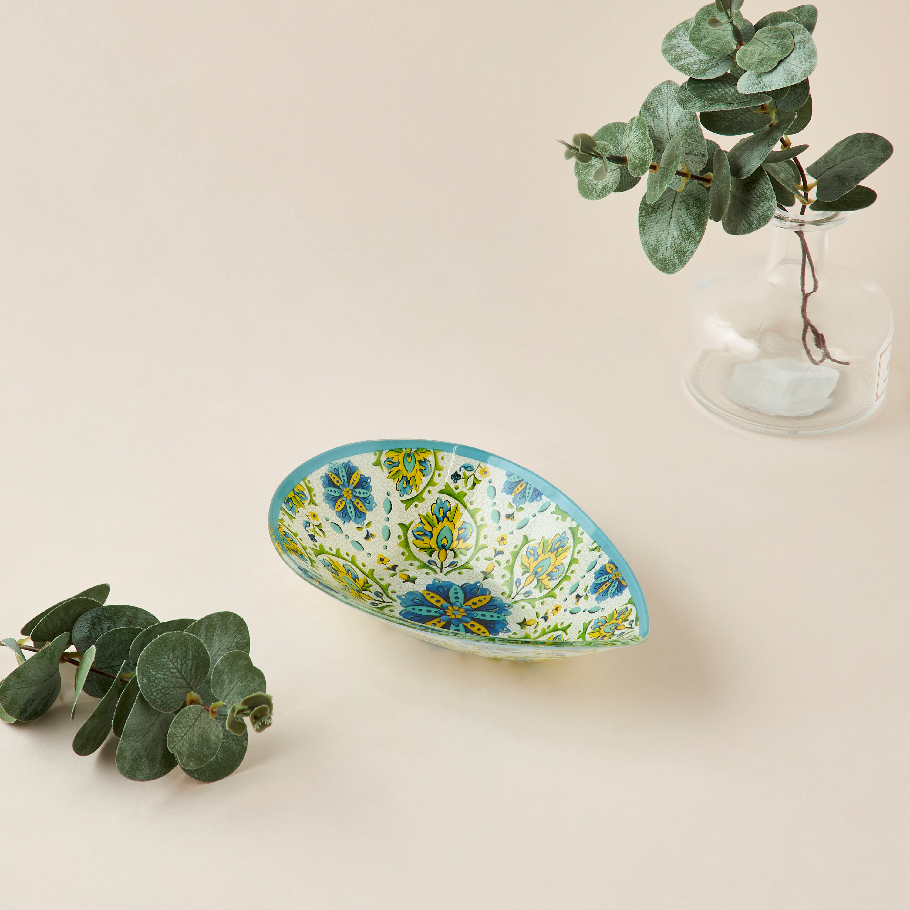 Lumira Printed Glass Serving Bowl - 14x20x4 cms-household-dining-dinnerware-bowls-image-2