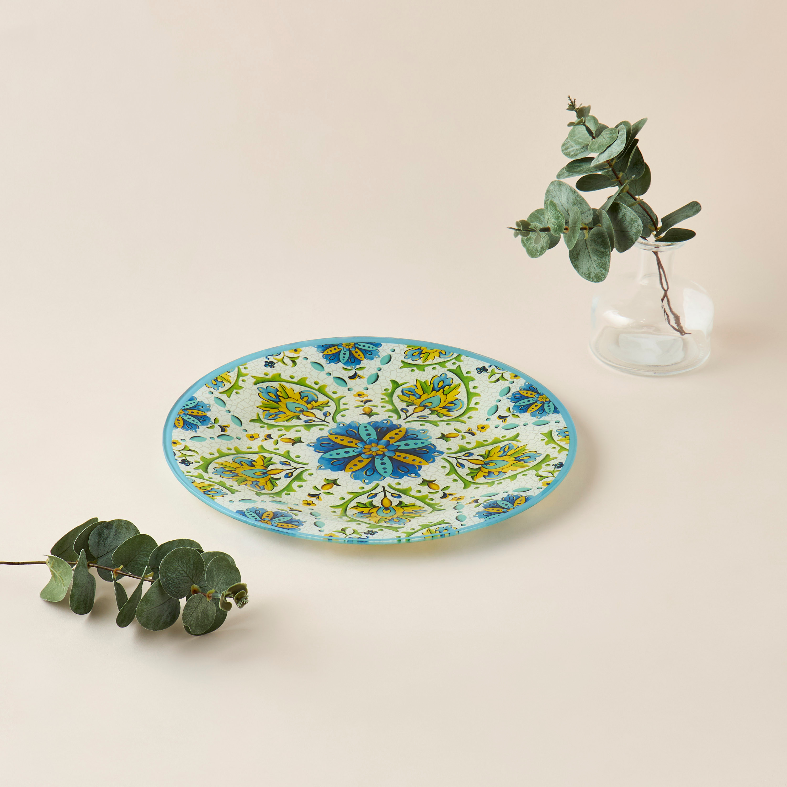 Lumira Printed Glass Serving Plate - 30 cms-household-dining-dinnerware-plates-image-2