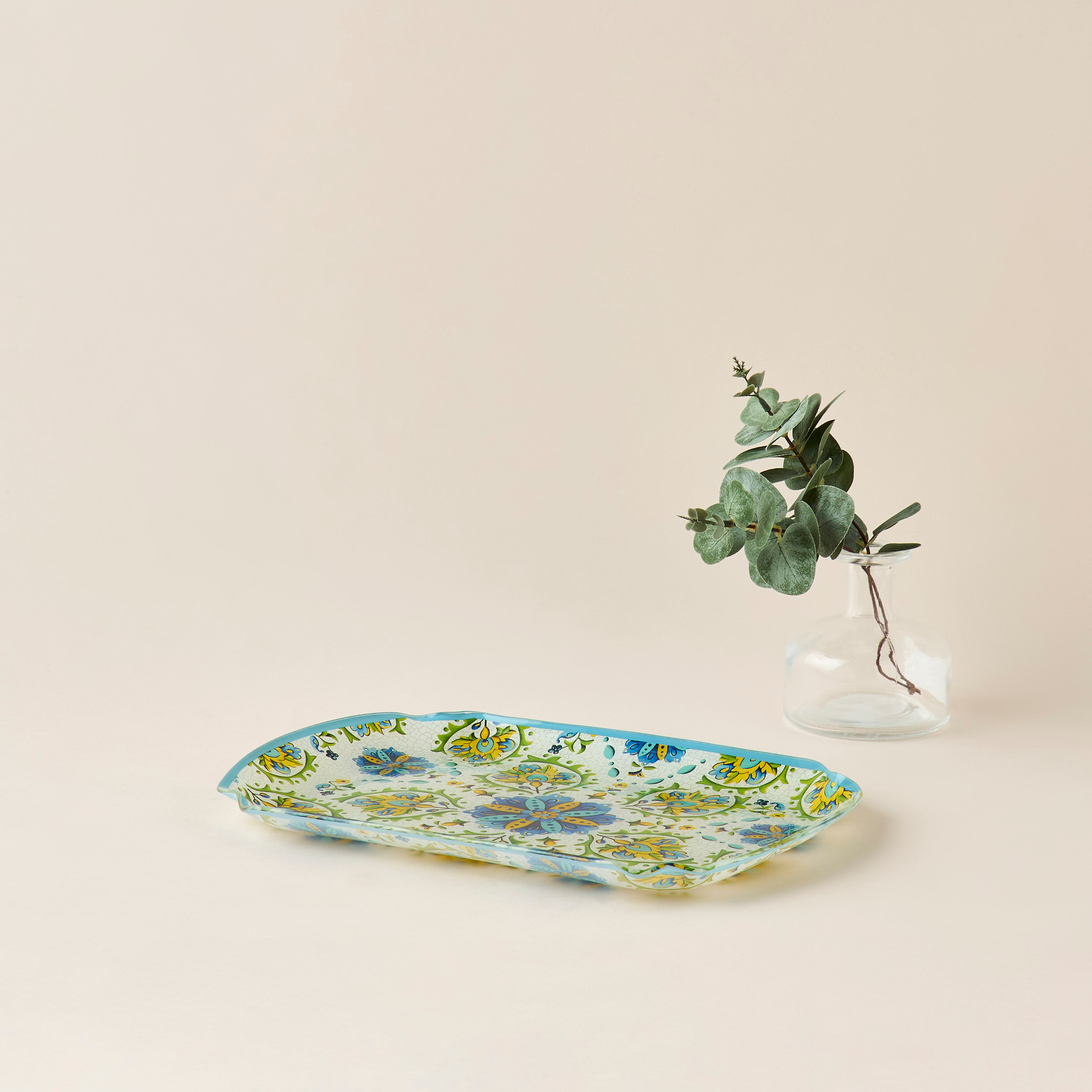 Lumira Printed Glass Serving Platter - 33x23 cms-household-dining-serveware-servingplatters-image-1