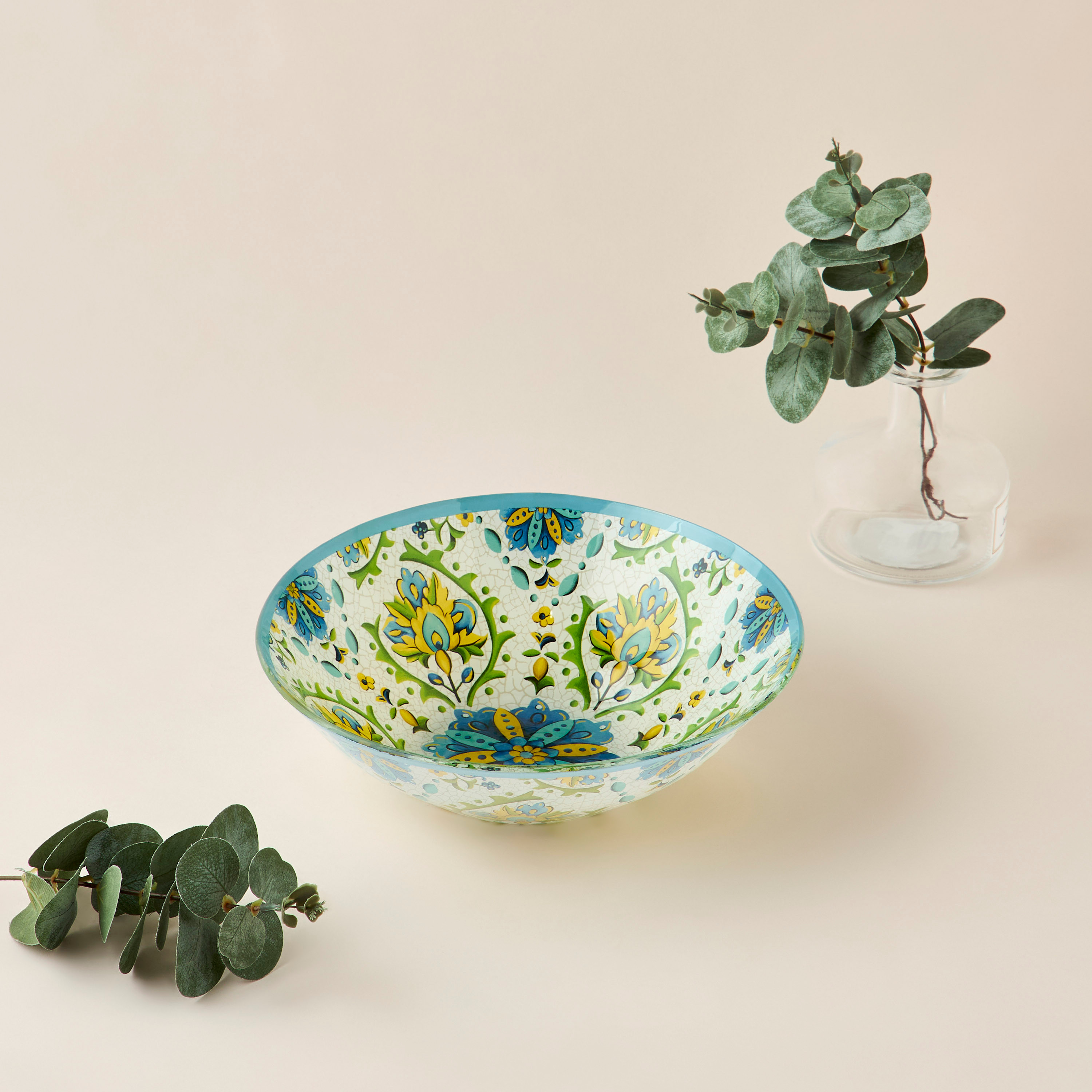 Lumira Printed Glass Serving Bowl - 24 cms-household-dining-dinnerware-bowls-image-2
