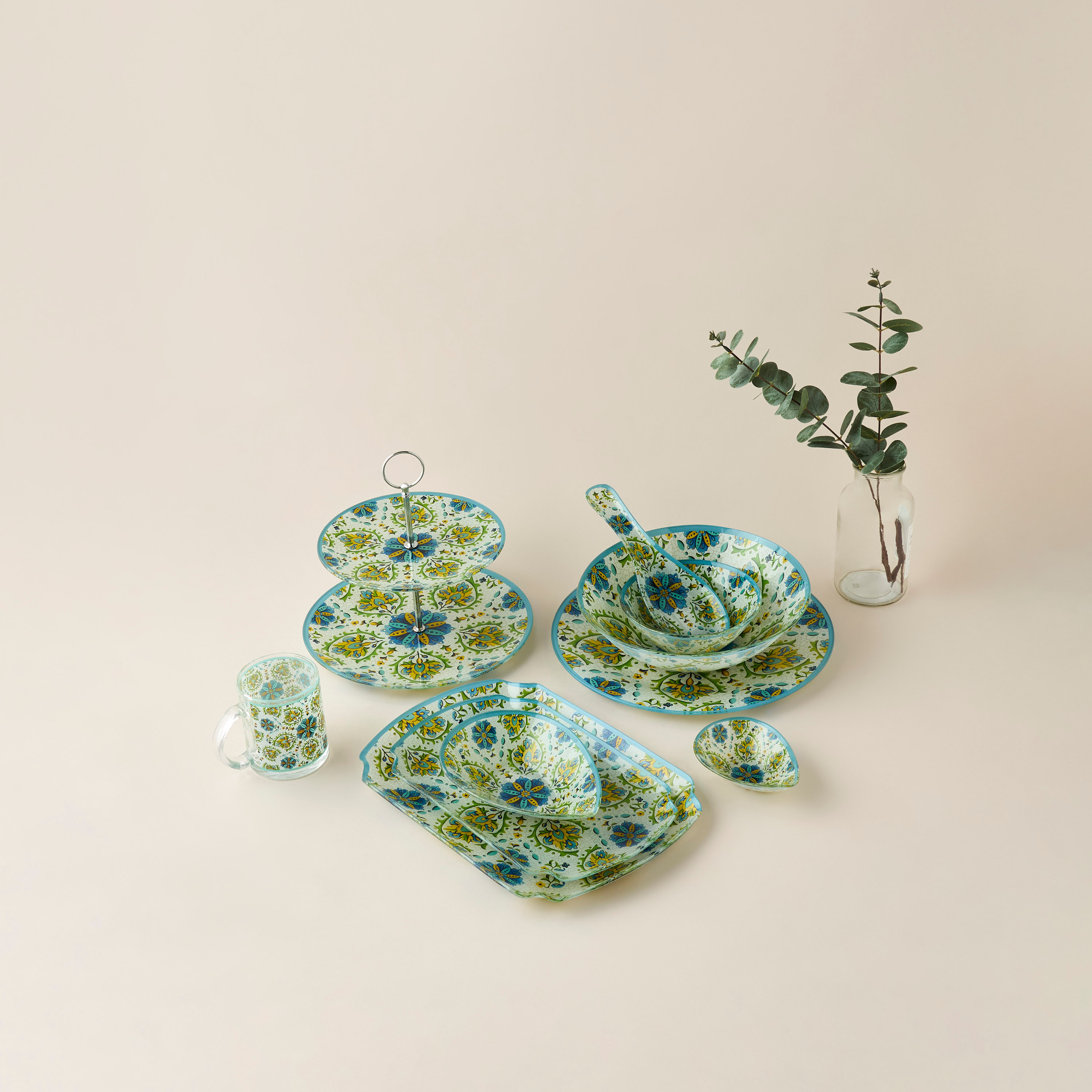 Lumira Printed Glass Serving Bowl - 24 cms-household-dining-dinnerware-bowls-image-5