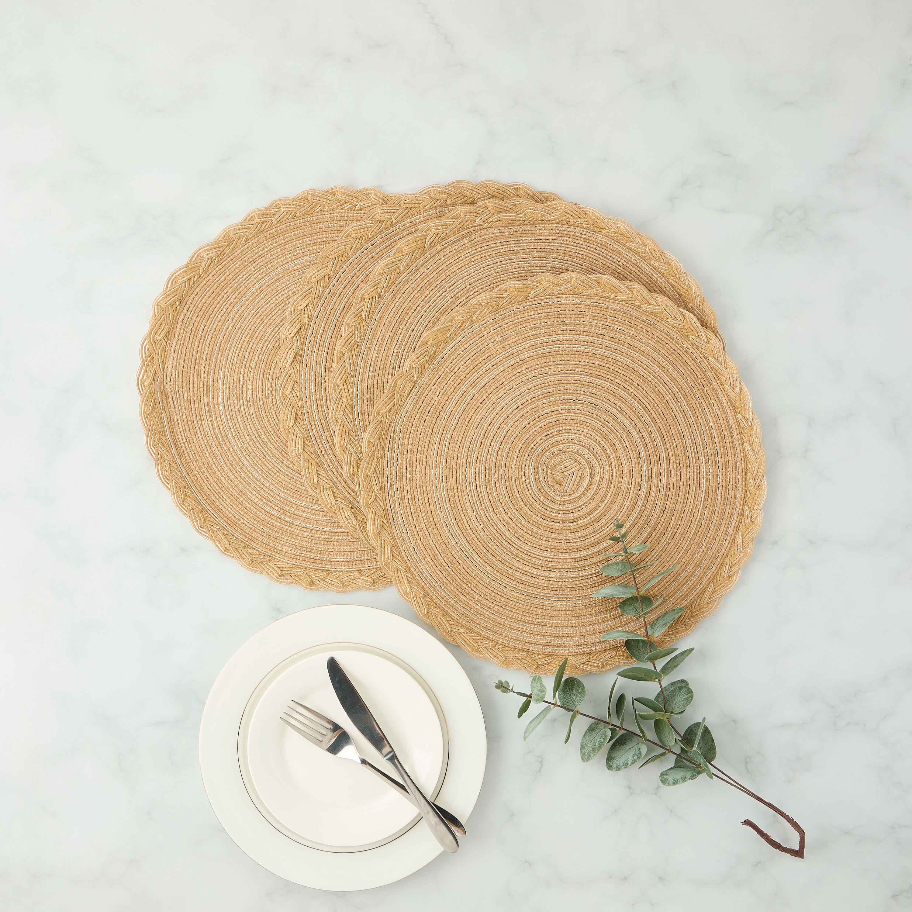 Braided 4-Piece Round Placemat Set - 38 cms-household-dining-tablelinen-placemats-image-1